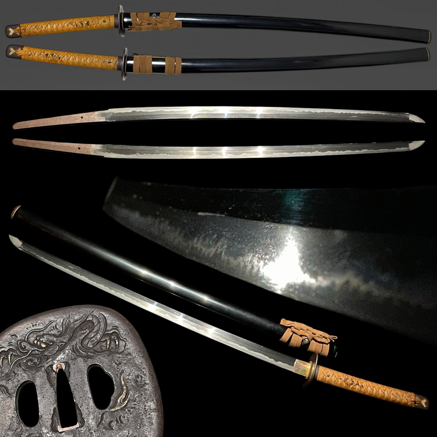 Dragon Tsuba Long KATANA, Late Edo period mumei, Bakumatsu era