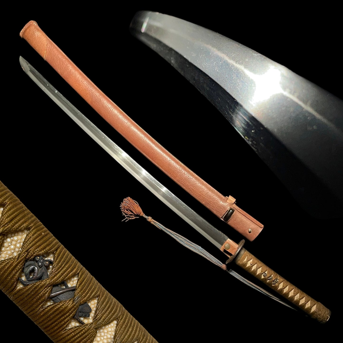 Ryakushiki-GUNTO 略式軍刀 with Tassel, Mantis Menuki, WW2 Japanese Army Sword