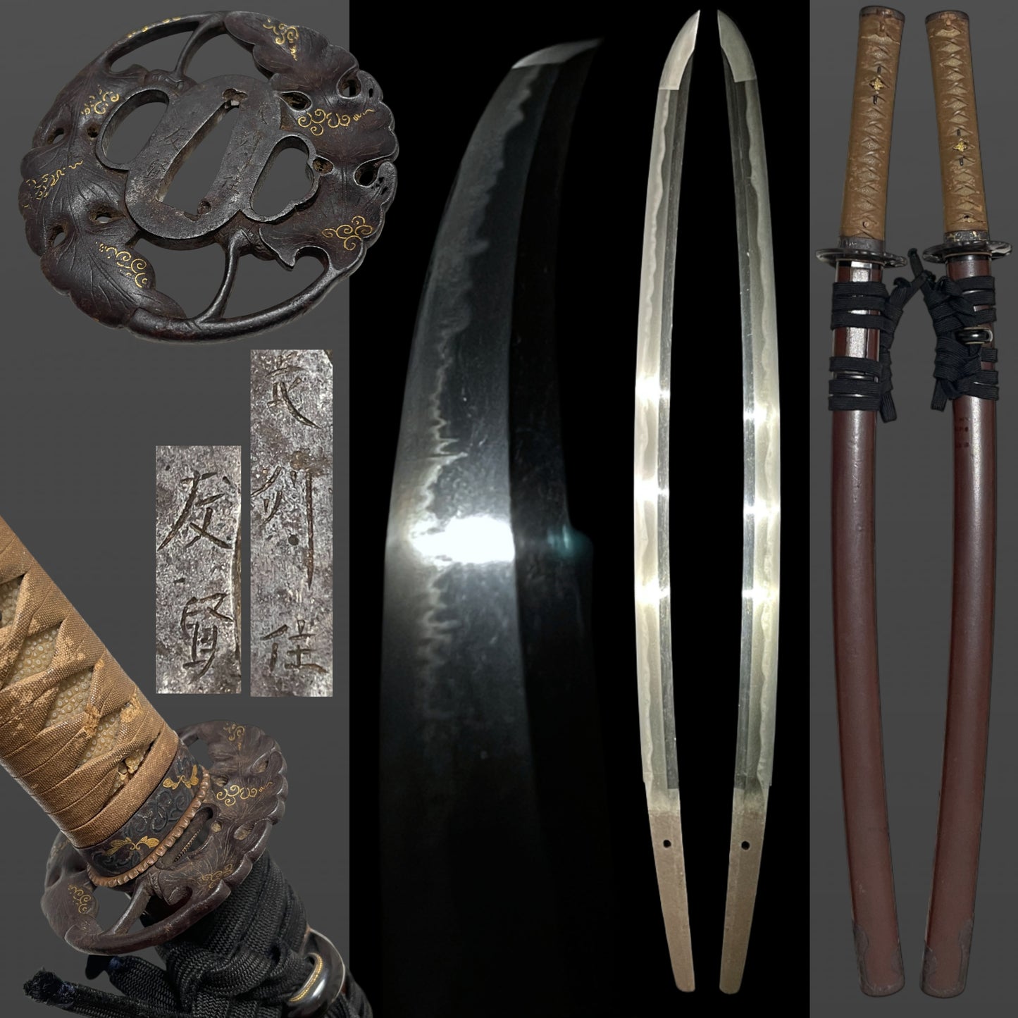 Ookissaki 大切先 Long Wakizashi, Choshuju Yuken 長州住友賢 signed Tsuba, Early Edo period mumei