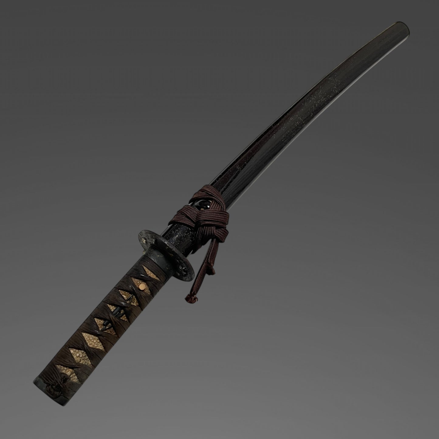 Thundercloud 雷雲 Fuchikashira Long Wakizashi, Peony and Butterfly Tsuba