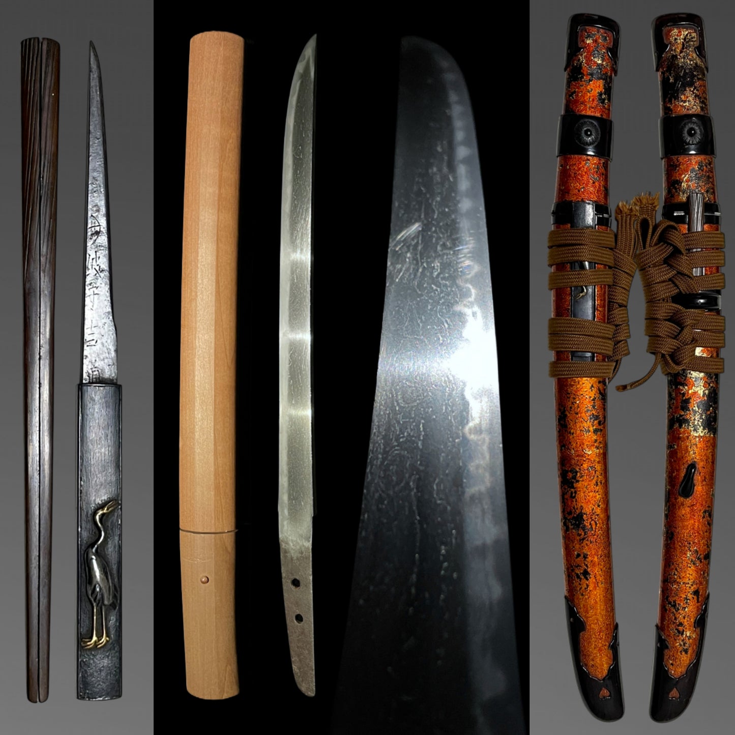 Byakudan-Nuri 白檀塗, Aikuchi Koshirae 合口拵, Tanbanokami Yoshimichi signed Kozuka and Warikogai