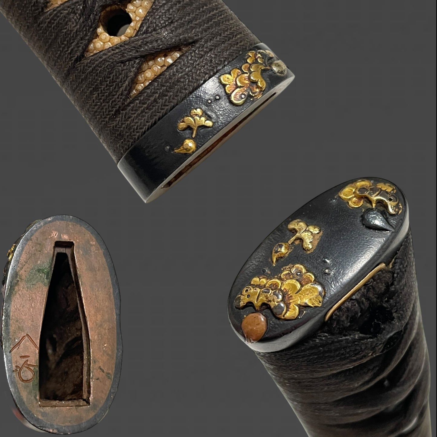 Signed Turnip Fuchikashira 在銘蕪縁頭 Wakizashi, Kabuto Menuki, Edo period mumei