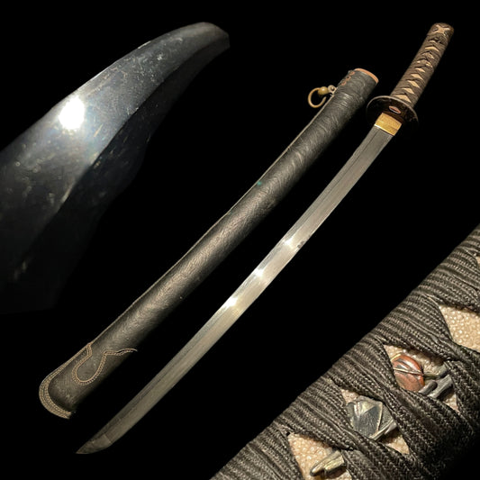 Black Ryakushiki-GUNTO 黒略式軍刀, Mt.Fuji Menuki, Japanese Army Sword
