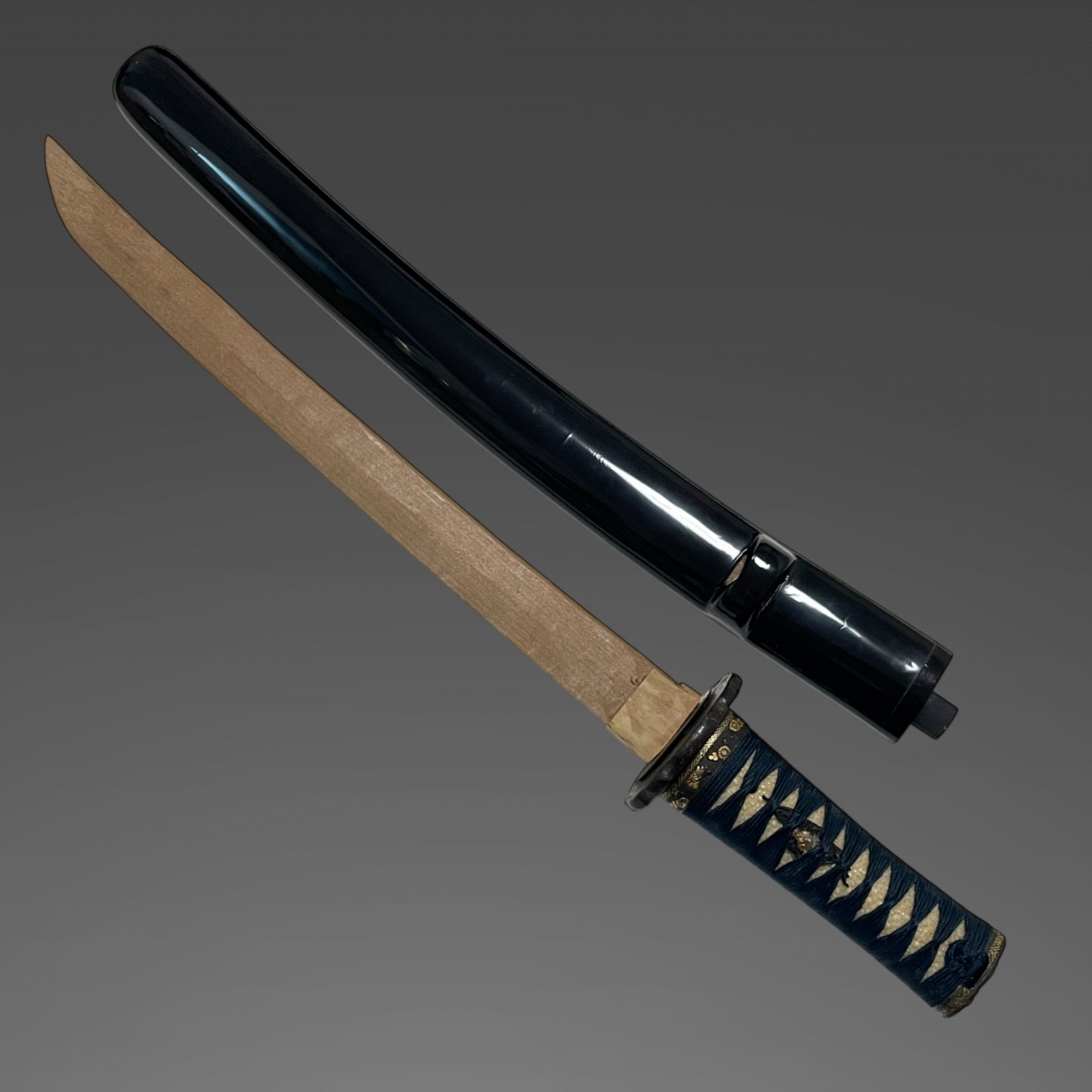 Authentic Koshirae for Tanto or Short Wakizashi, with Kozuka, Flower Fuchikshira