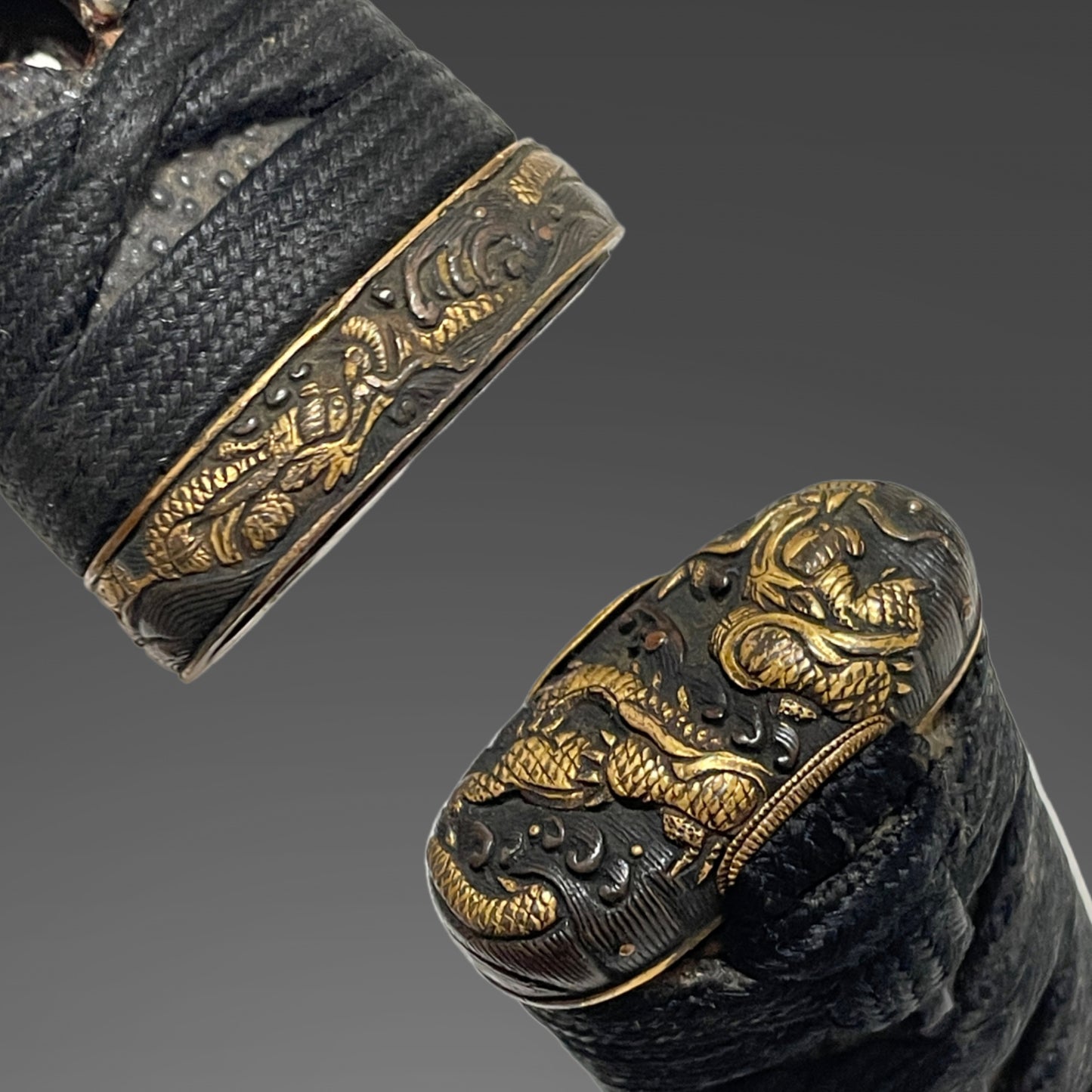 Setsubun Mamemaki Tsuba 節分豆撒き図鍔, Dragon Fuchikashira Wakizashi, Edo period mumei