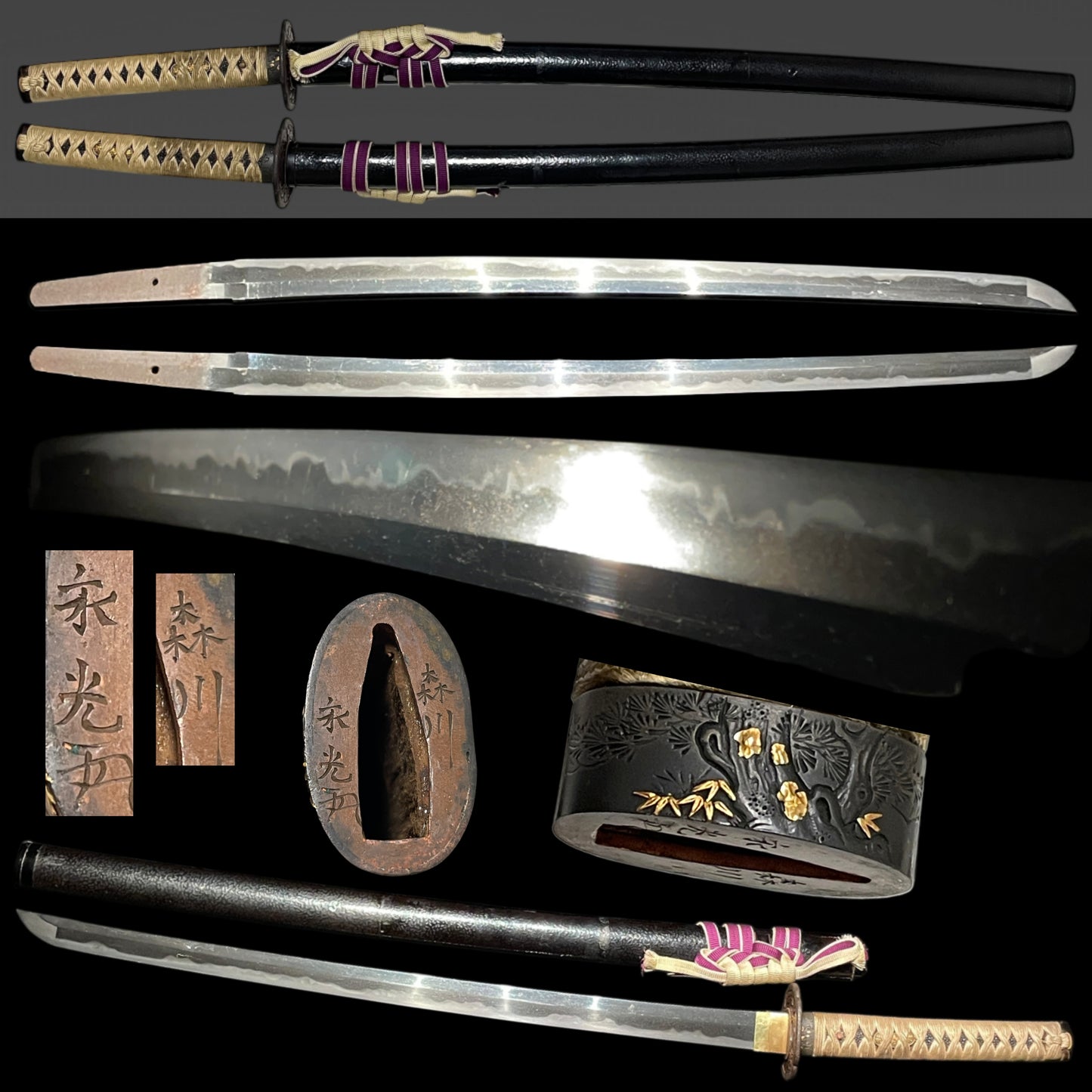 Kanbun Shinto KATANA, 森川永光 Morikawa Nagamitsu signed Fuchi, Wide and Thick Blade