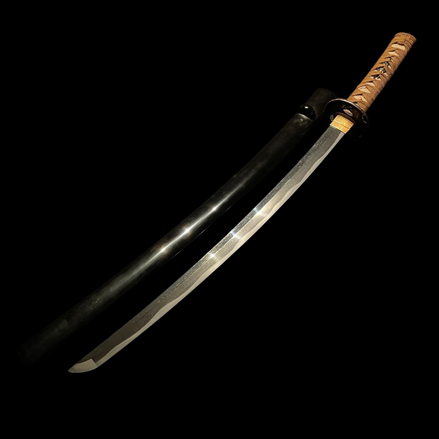 Soten-Tsuba 宗典鍔 Wakizashi, Paulownia Fuchikashira, Edo period mumei