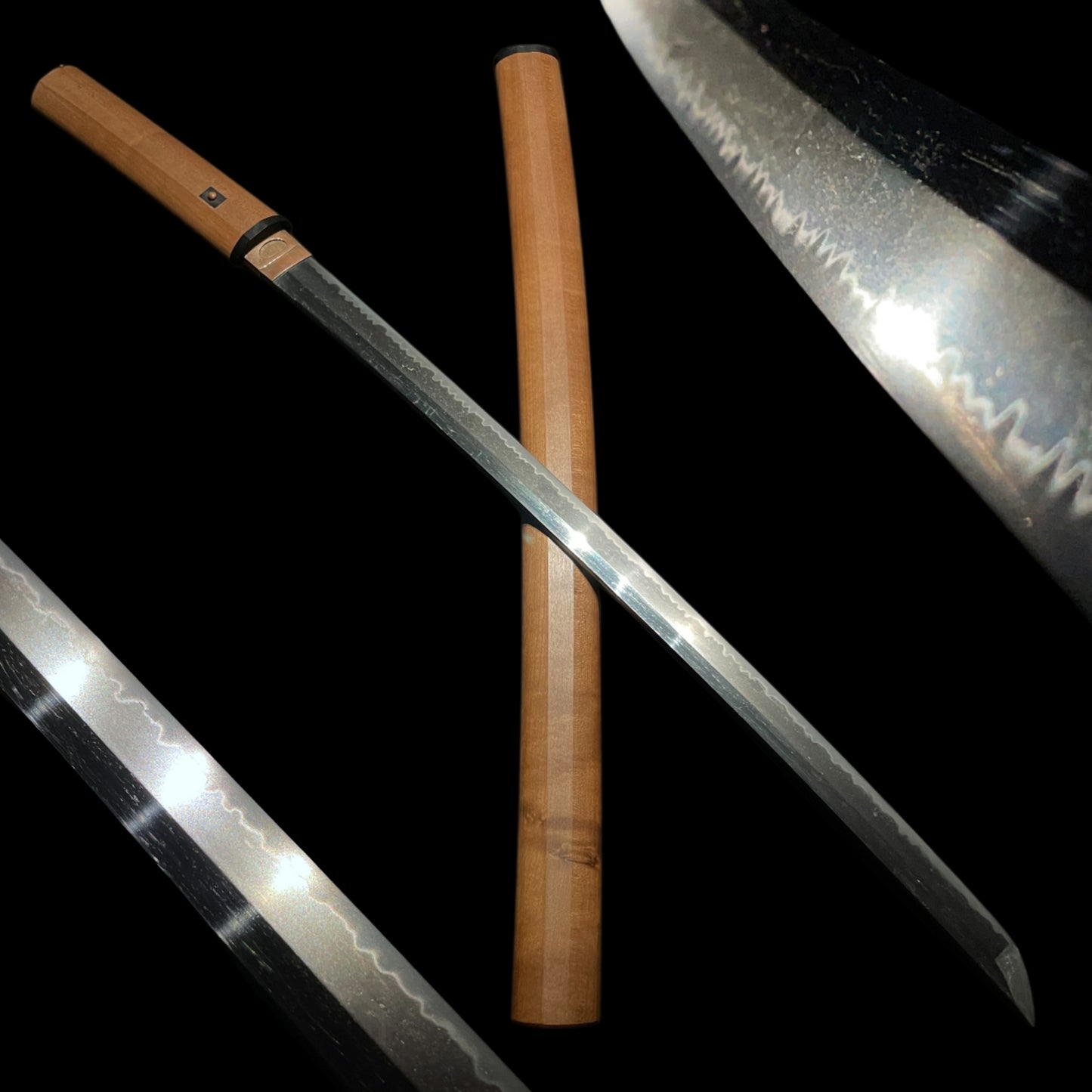 Sanbonsugi-Hamon 三本杉刃文 Long Wakizashi, Edo period mumei