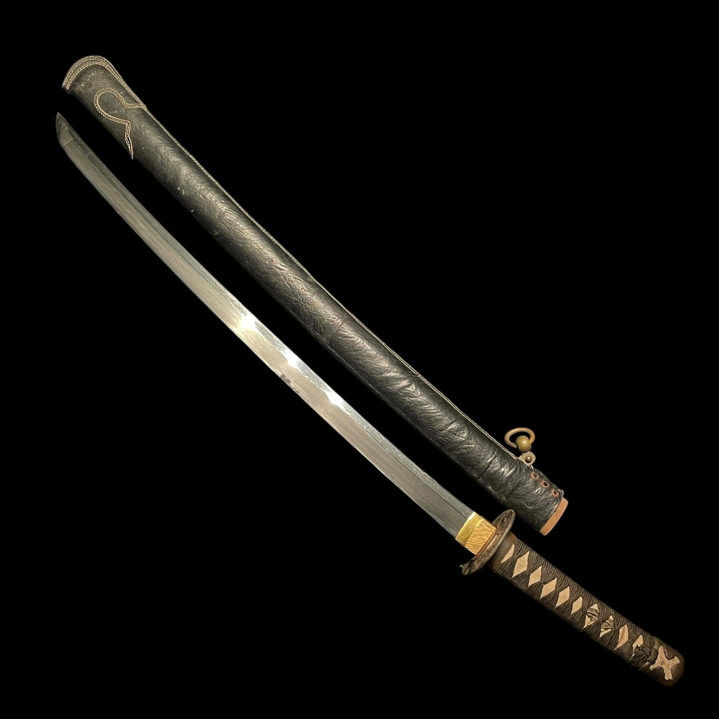 Black Ryakushiki-GUNTO 黒略式軍刀, Mt.Fuji Menuki, Japanese Army Sword