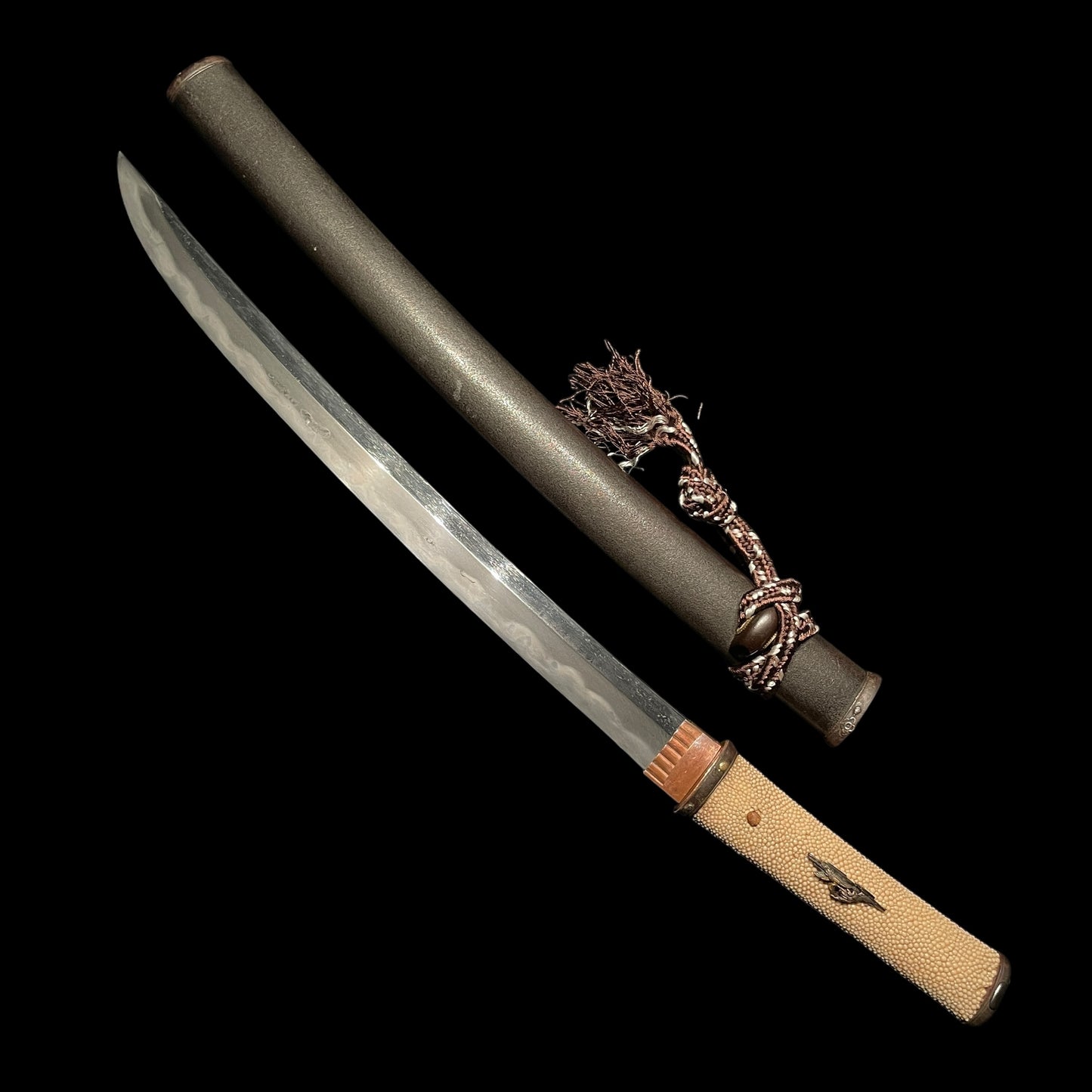 Aikuchi Wakizashi 合口拵, Shobu-Zukuri Rugged Blade, Petal Fittings, Edo period