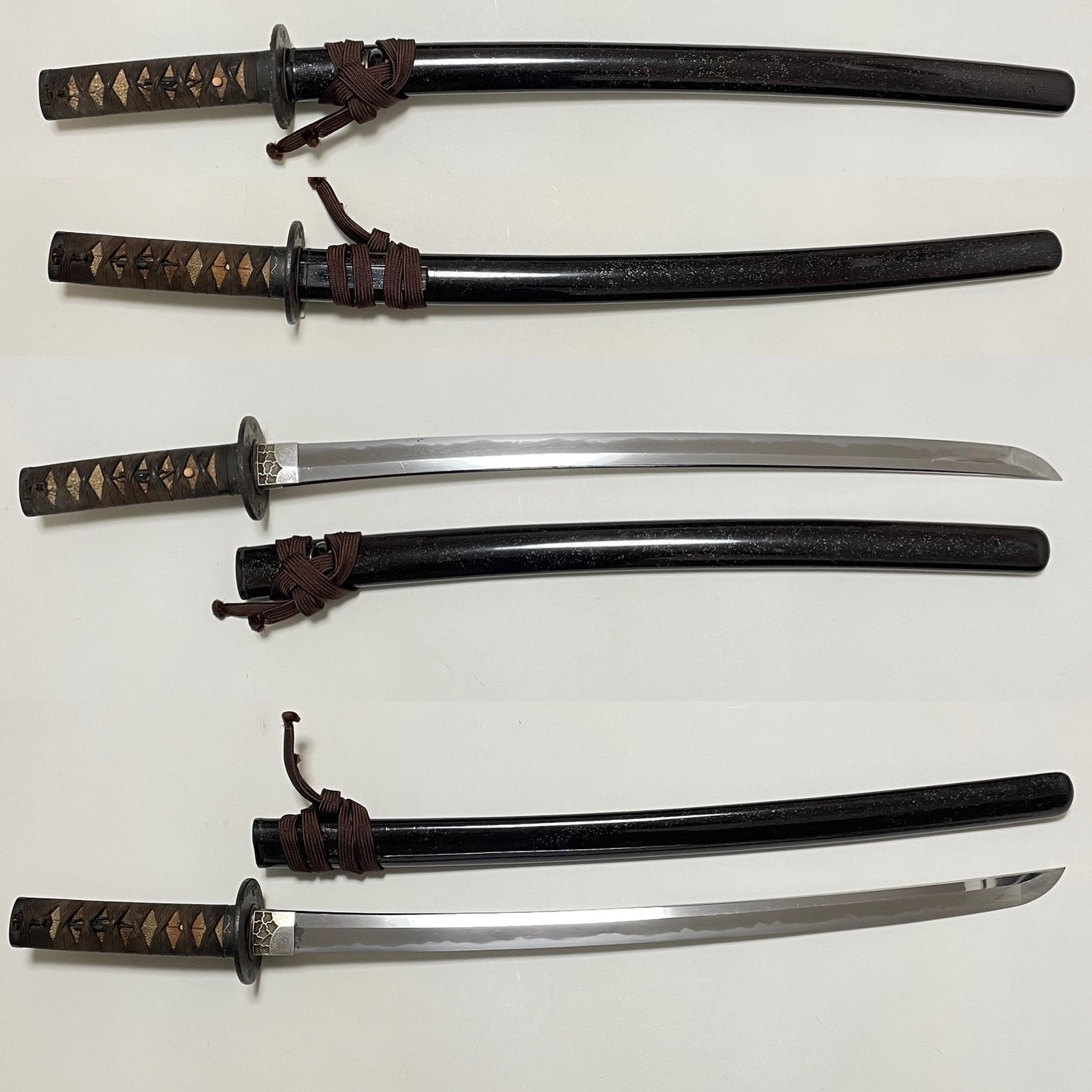 Thundercloud 雷雲 Fuchikashira Long Wakizashi, Peony and Butterfly Tsuba