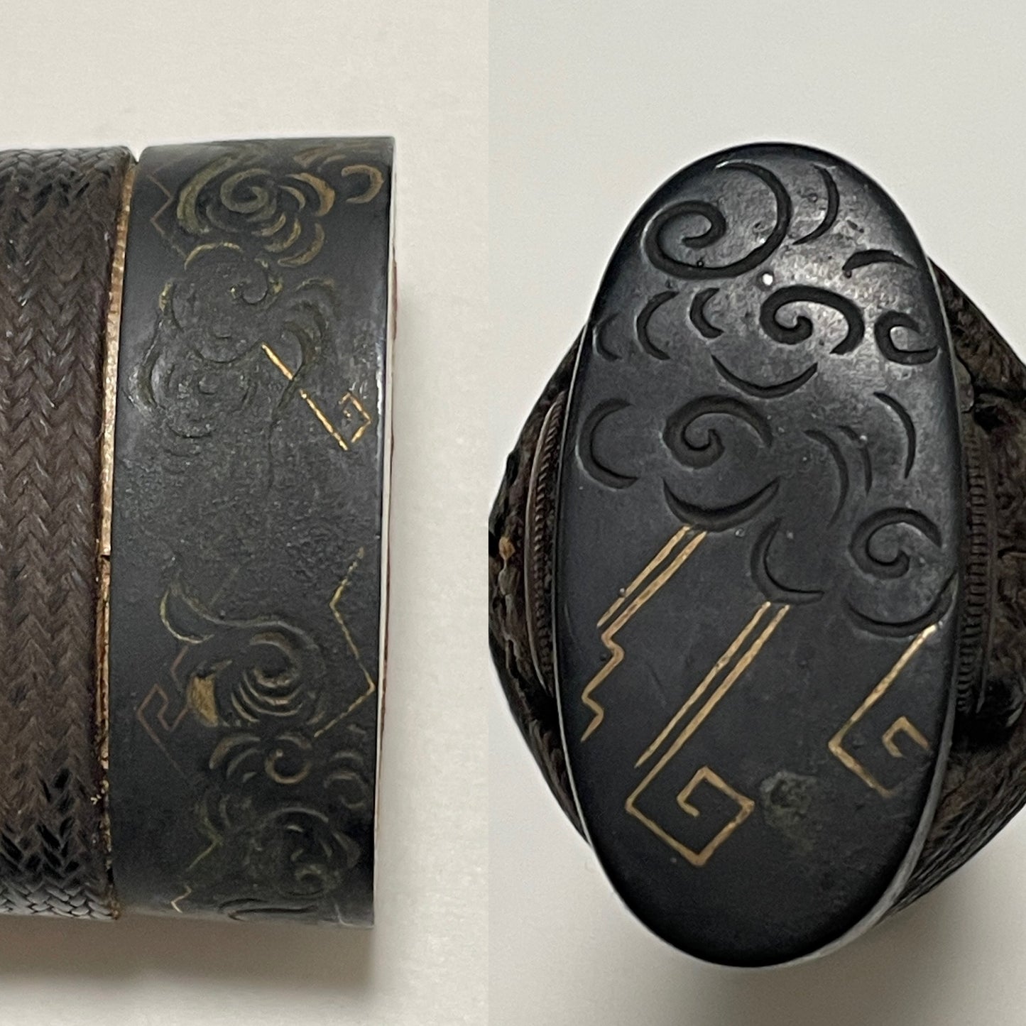 Thundercloud 雷雲 Fuchikashira Long Wakizashi, Peony and Butterfly Tsuba