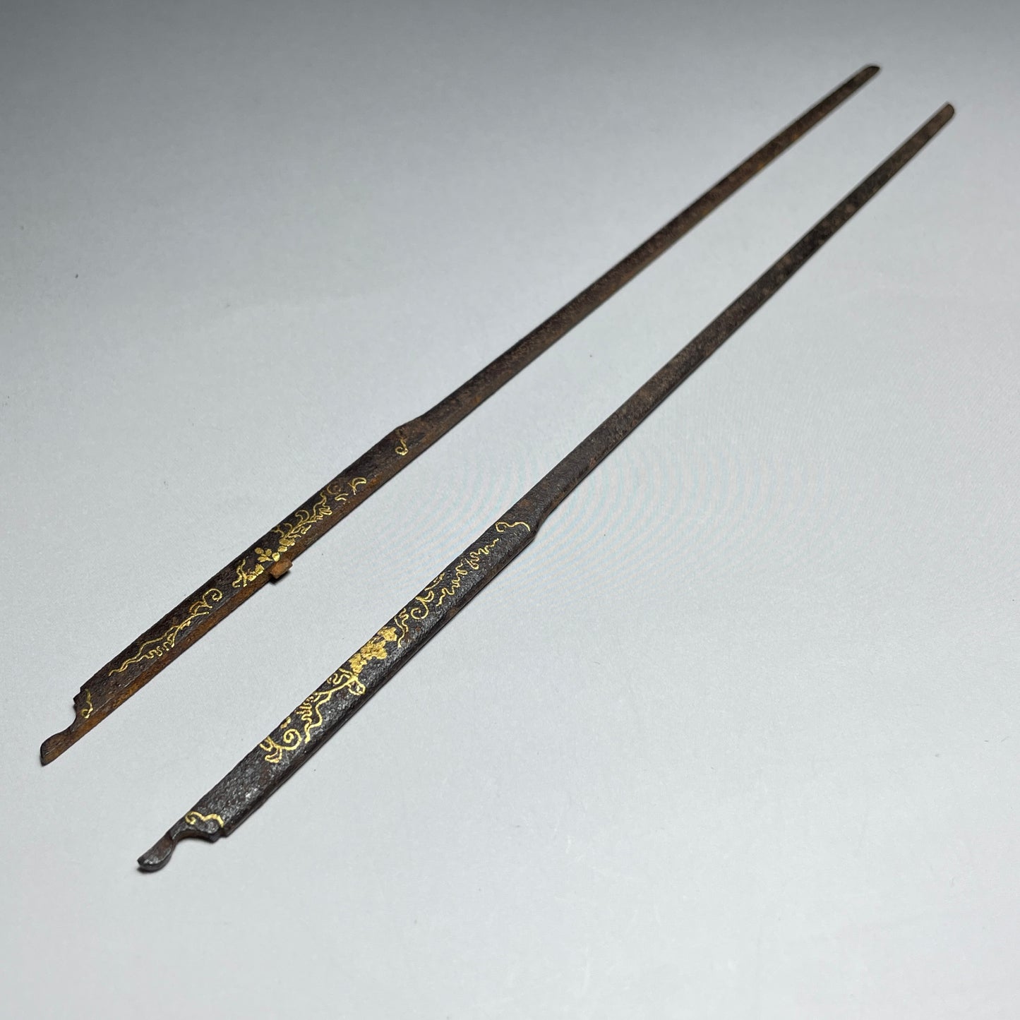 Wari-Kogai,Iron back Gold inlay, Edo period