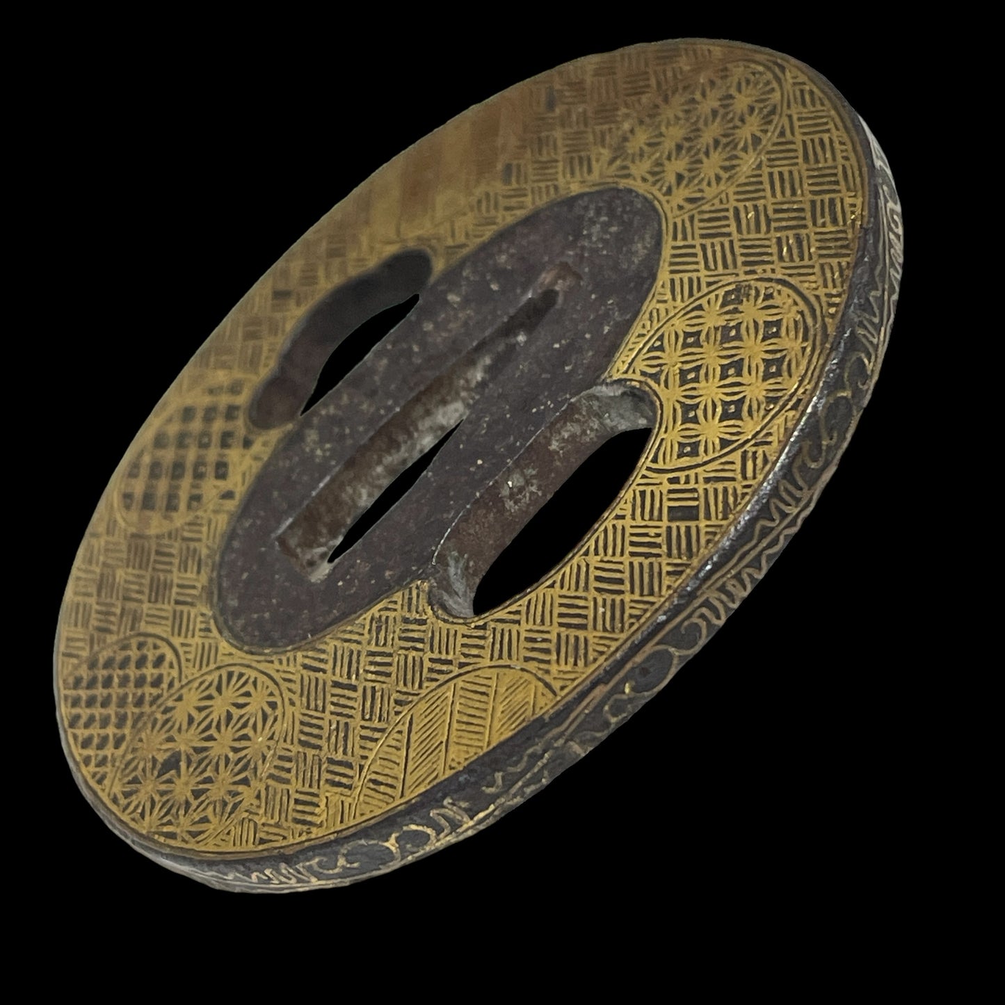 Kagakinko Gold inlay TSUBA, Edo period, Iron back, with BOX