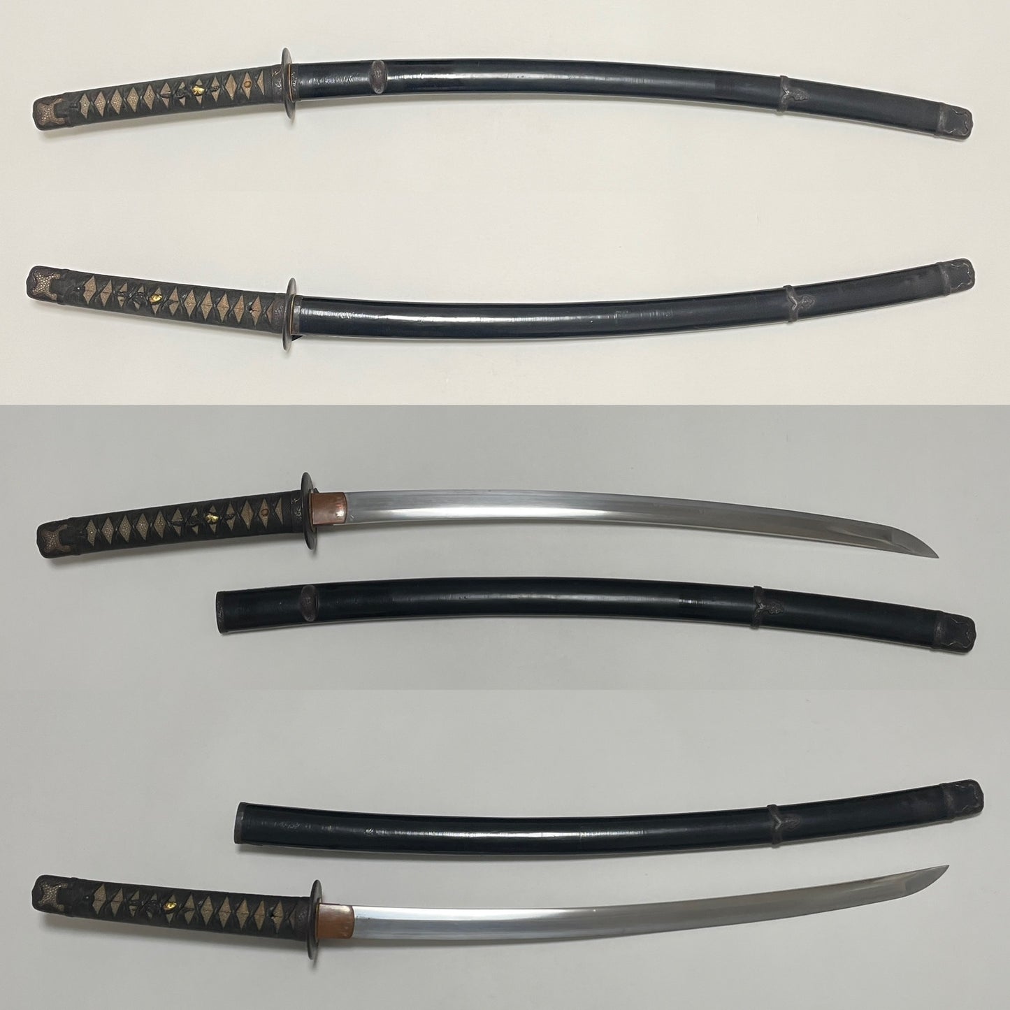 Handachi Koshirae Long WAKIZASHI, Iron Fittings, Carp Menu, Edo period mumei