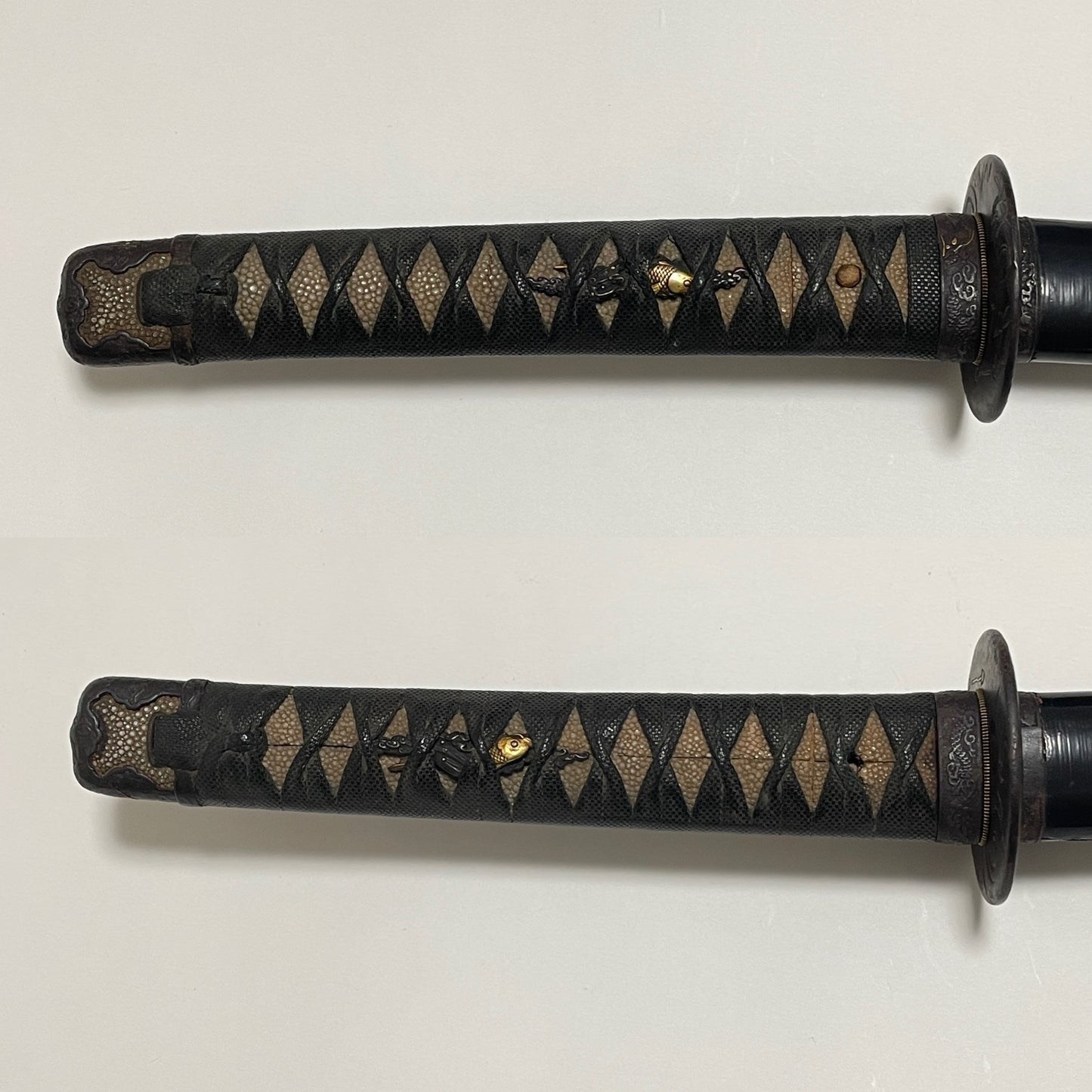 Handachi Koshirae Long WAKIZASHI, Iron Fittings, Carp Menu, Edo period mumei