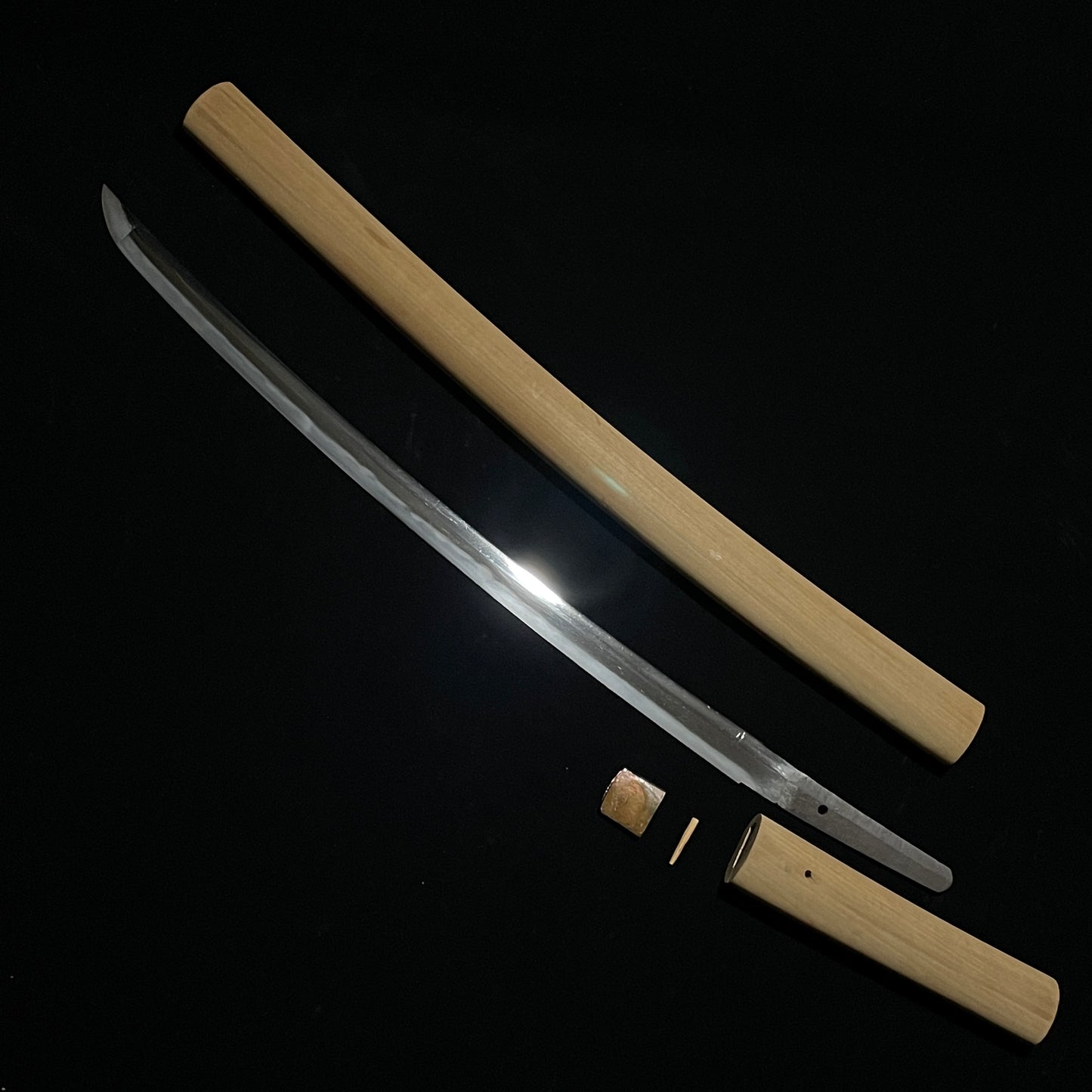 Komidare-Hamon Shirasaya Long Wakizashi, Edo period mumei