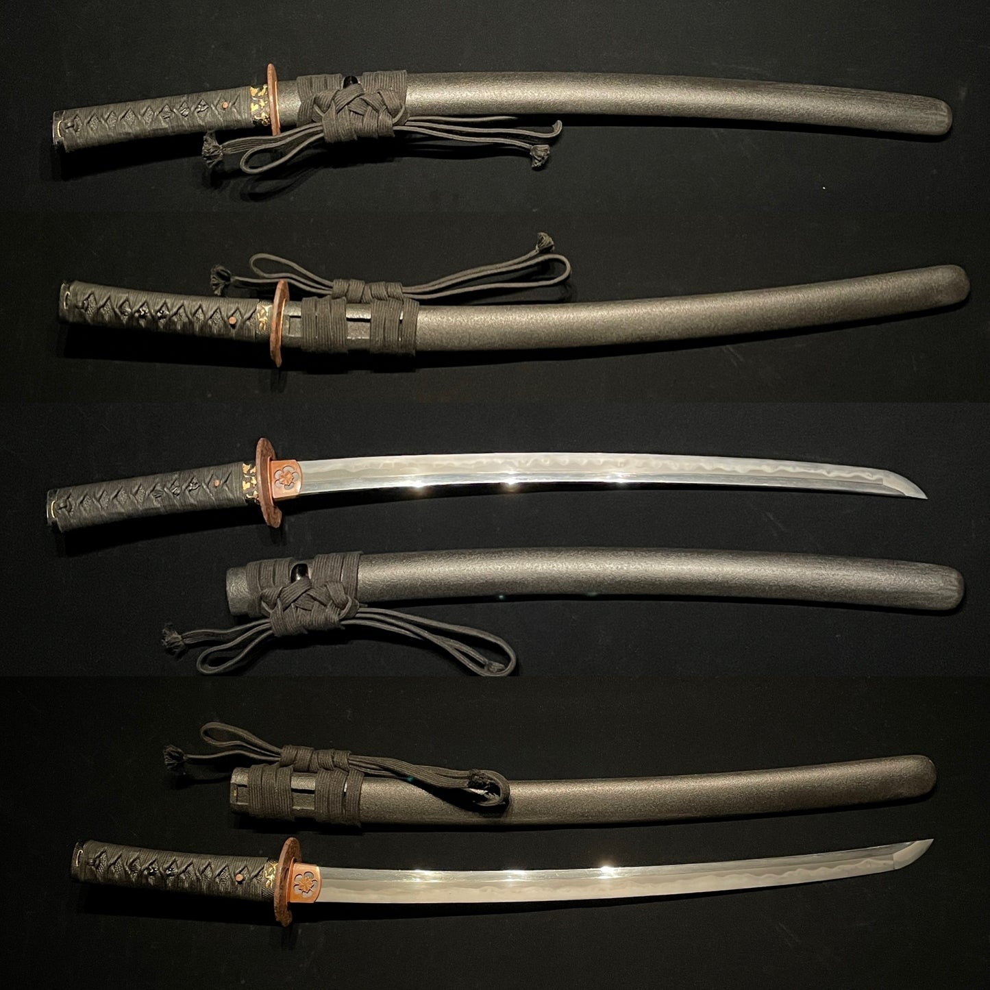 Midareba Black WAKIZASHI, Edo period mumei, Sukashi Habaki