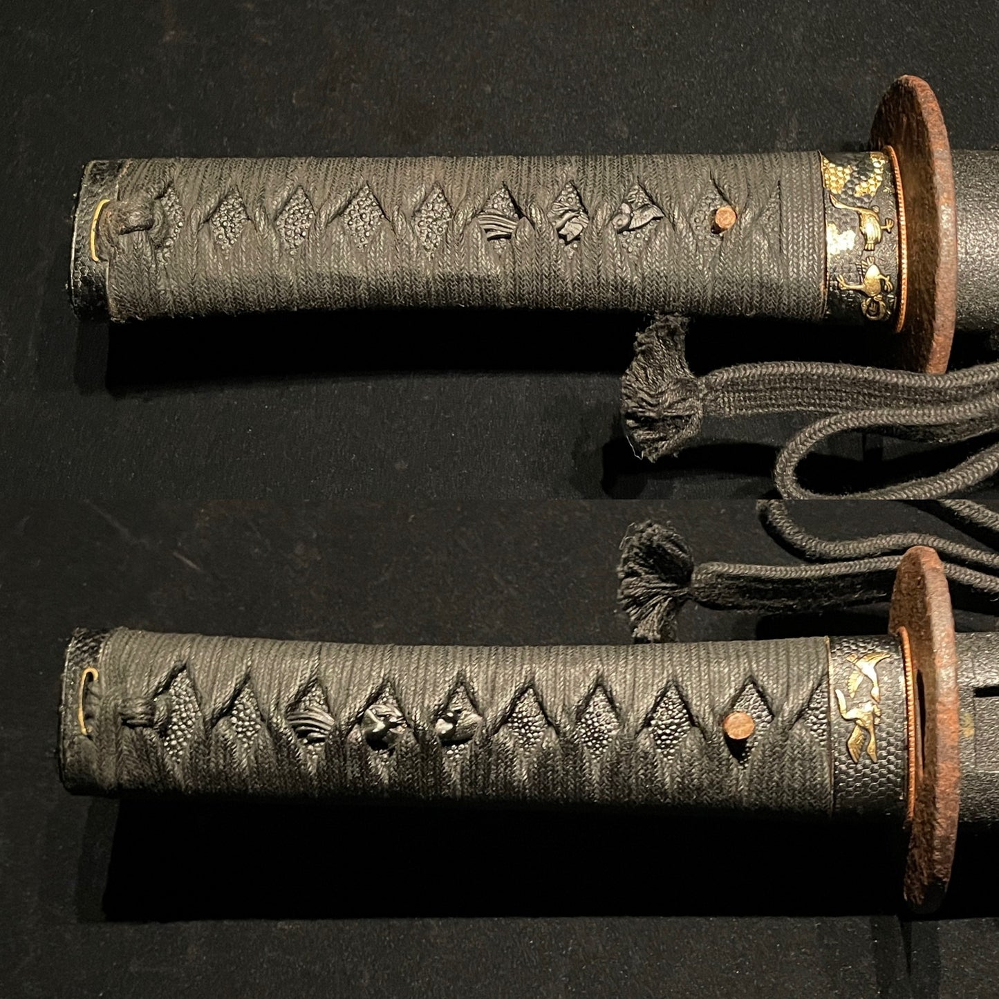 Midareba Black WAKIZASHI, Edo period mumei, Sukashi Habaki