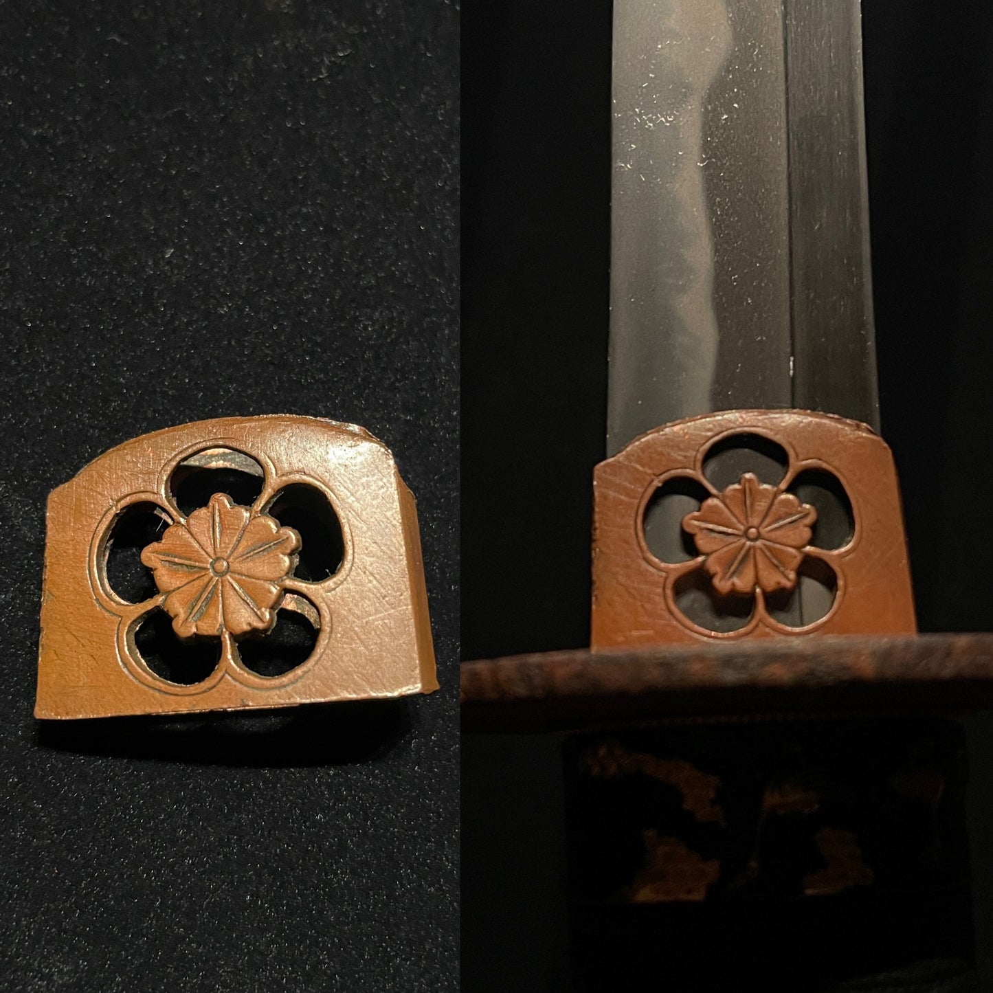 Midareba Black WAKIZASHI, Edo period mumei, Sukashi Habaki