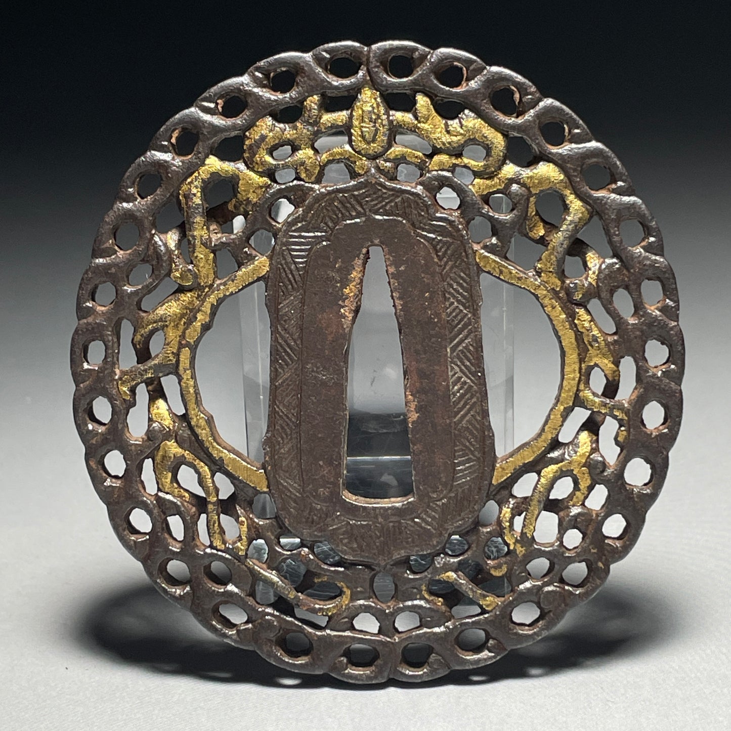 Nanban TSUBA, Perforated sides, Gold plate, Edo period