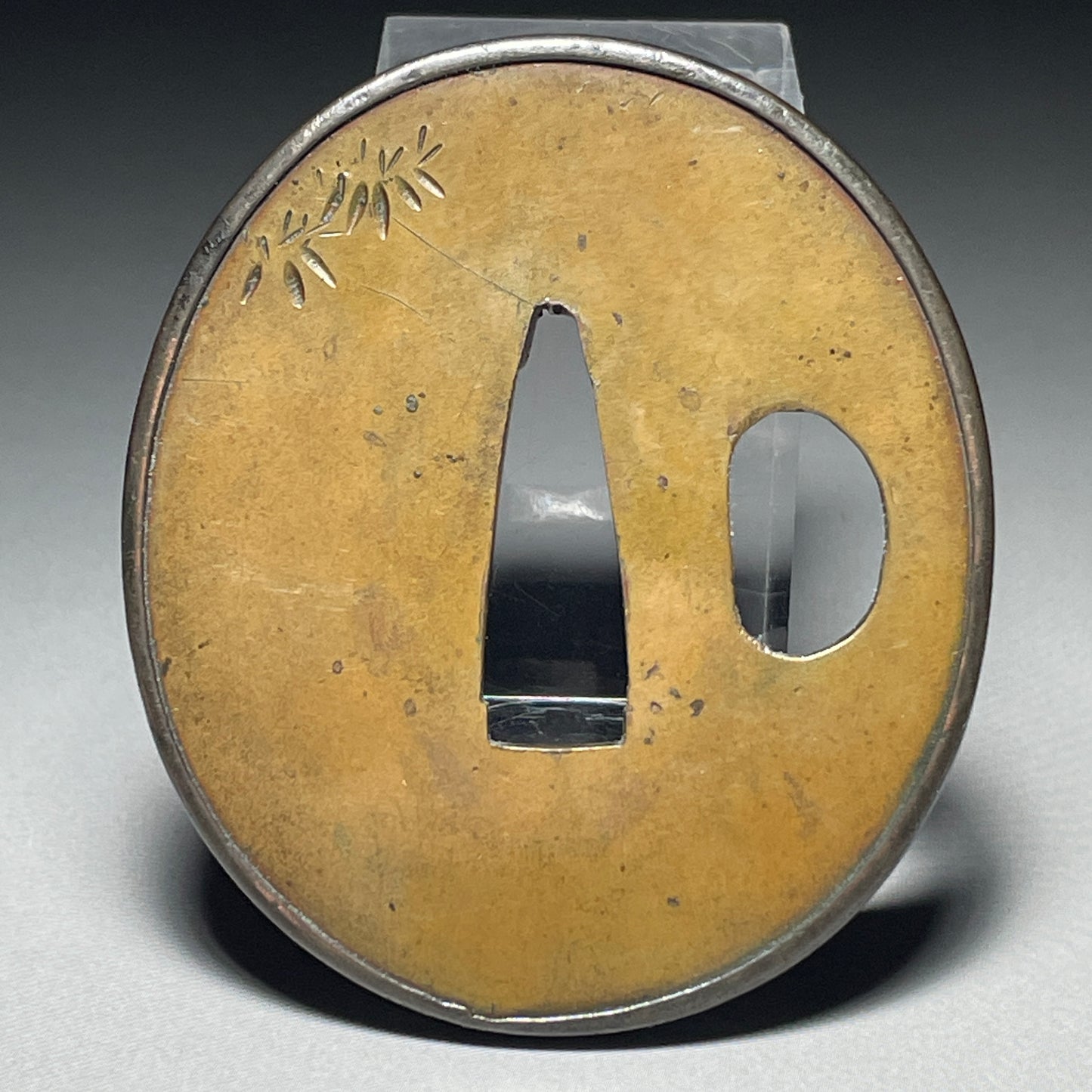 Sasatake Copper TSUBA, Shakudo Fukurin, Edo period, with BOX