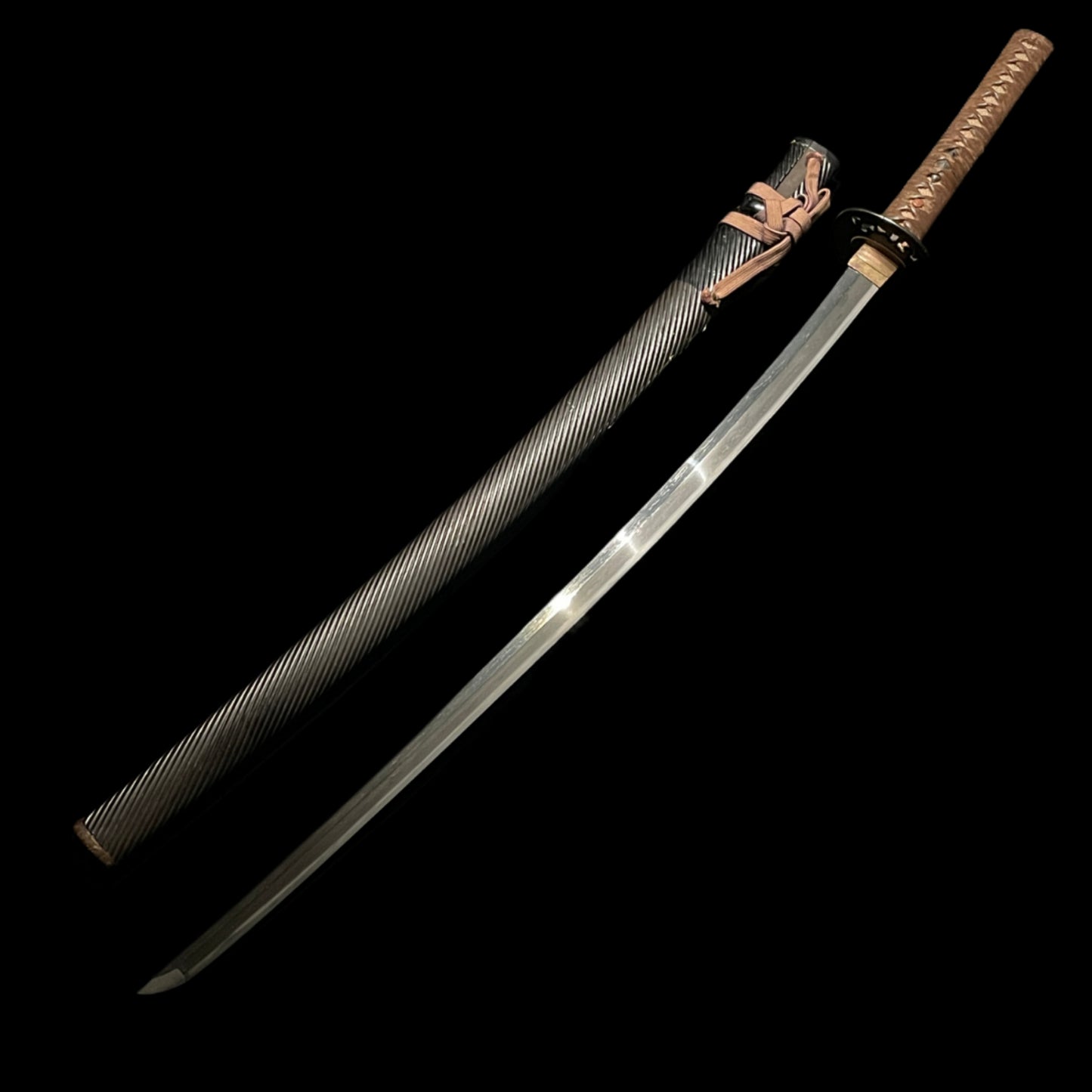 Authentic Black KATANA, Rai Kunitsugu signed, Kizamizaya, Fish Menuki