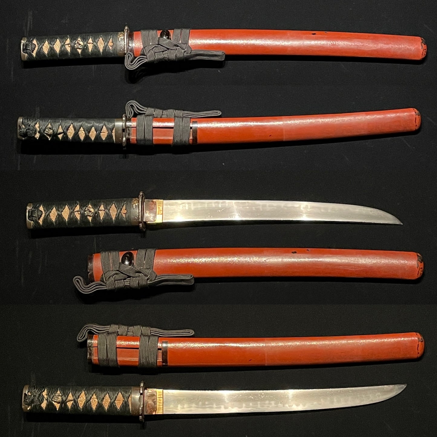 Red Sunnobi-Tanto, Shibuichi Fuchikashira, Edo period mumei