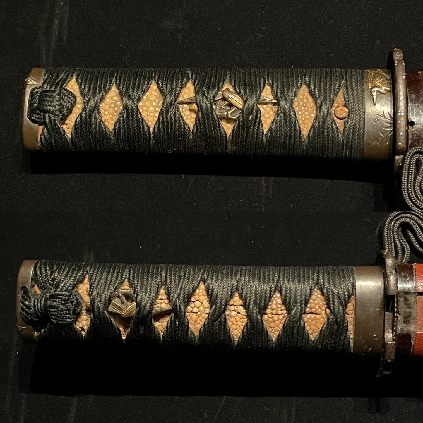 Red Sunnobi-Tanto, Shibuichi Fuchikashira, Edo period mumei