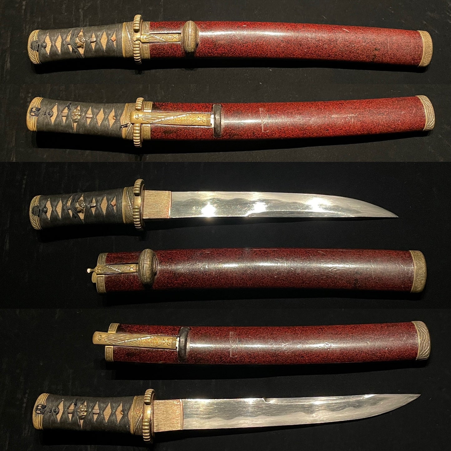 Red Matsushiro TANTO Unokubi Style, with KOZUKA KOGAI, Edo period mumei