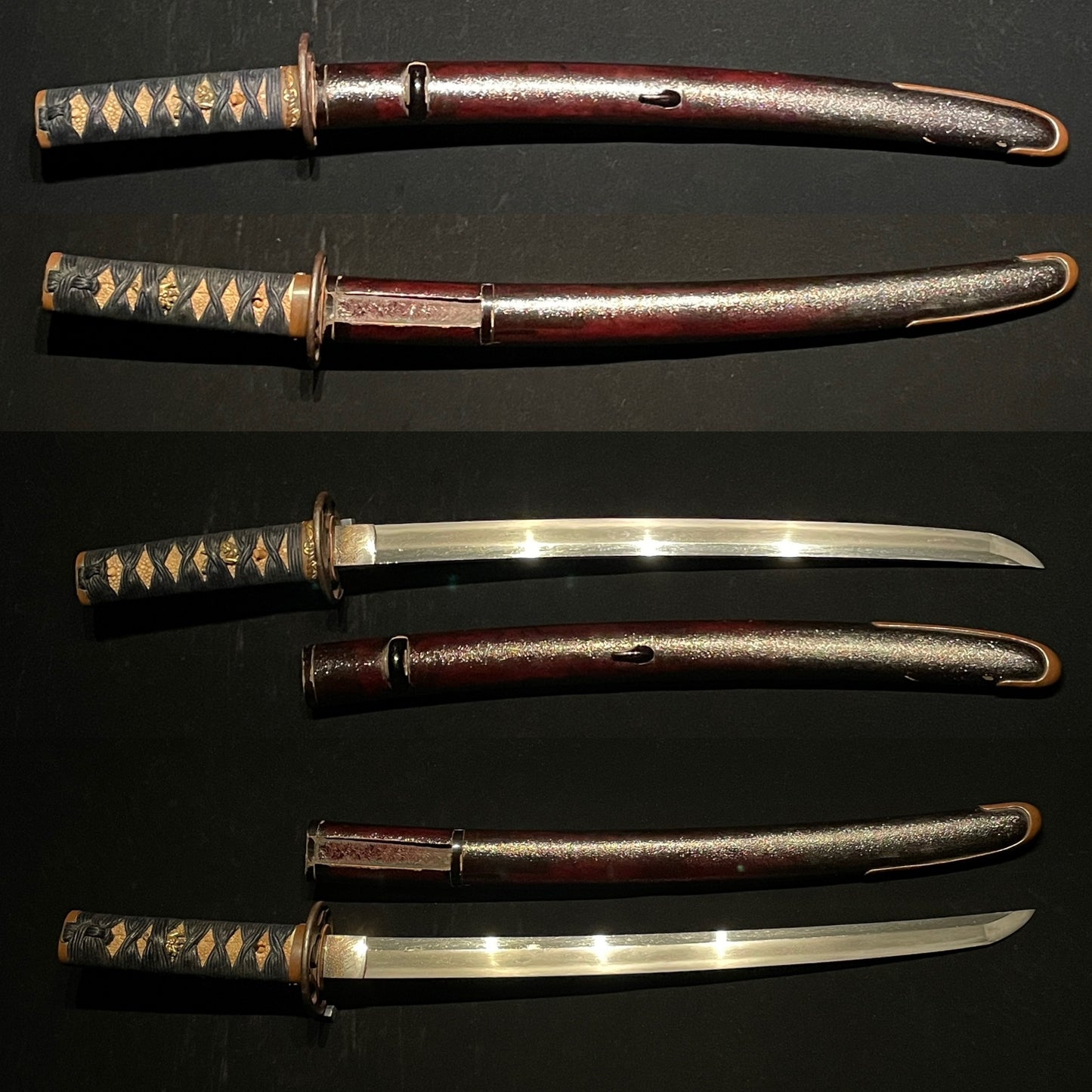 Shimenawa Copper Fuchikashira WAKIZASHI, Edo period mumei, Large Kojiri