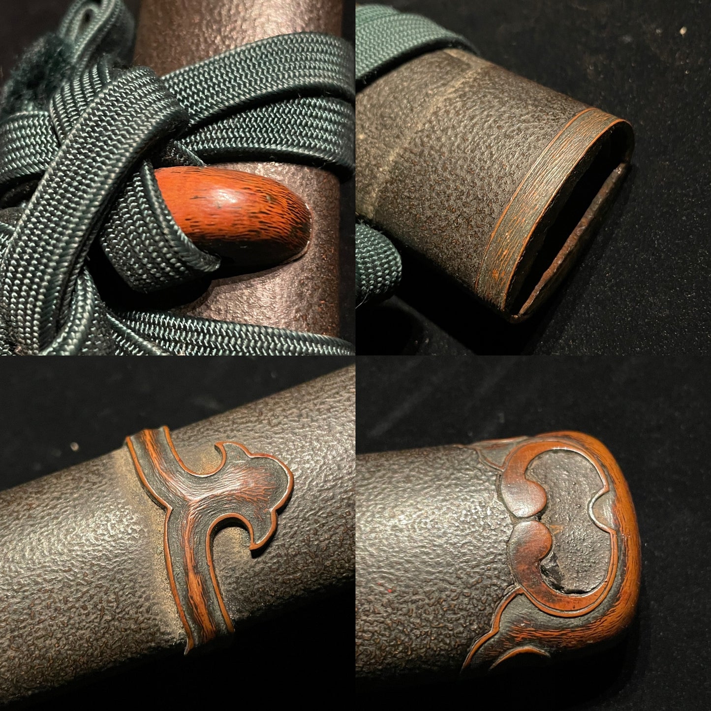 Handachi Koshirae Long KATANA, Copper Fittings, Edo period mumei, Signed TSUBA