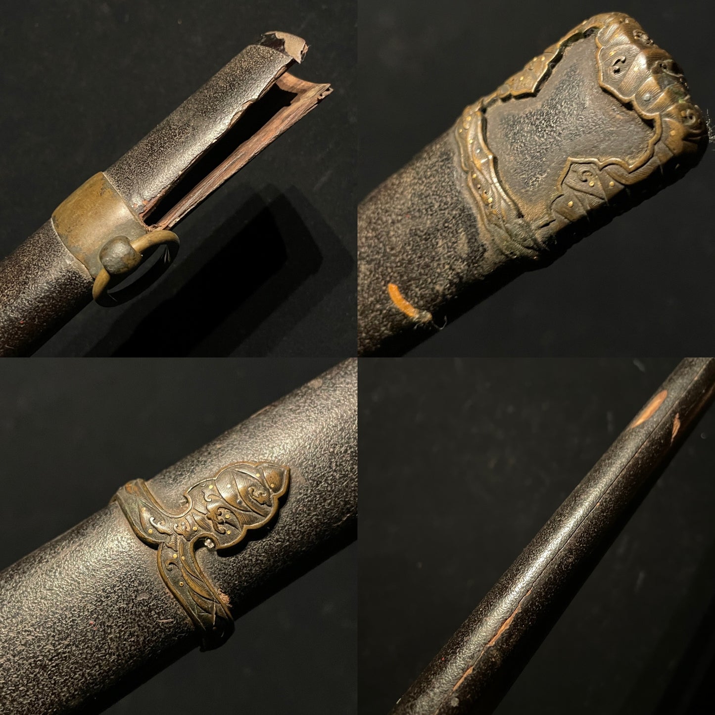 Handachi Koshirae Black KATANA, Brass Fittings, Edo period mumei