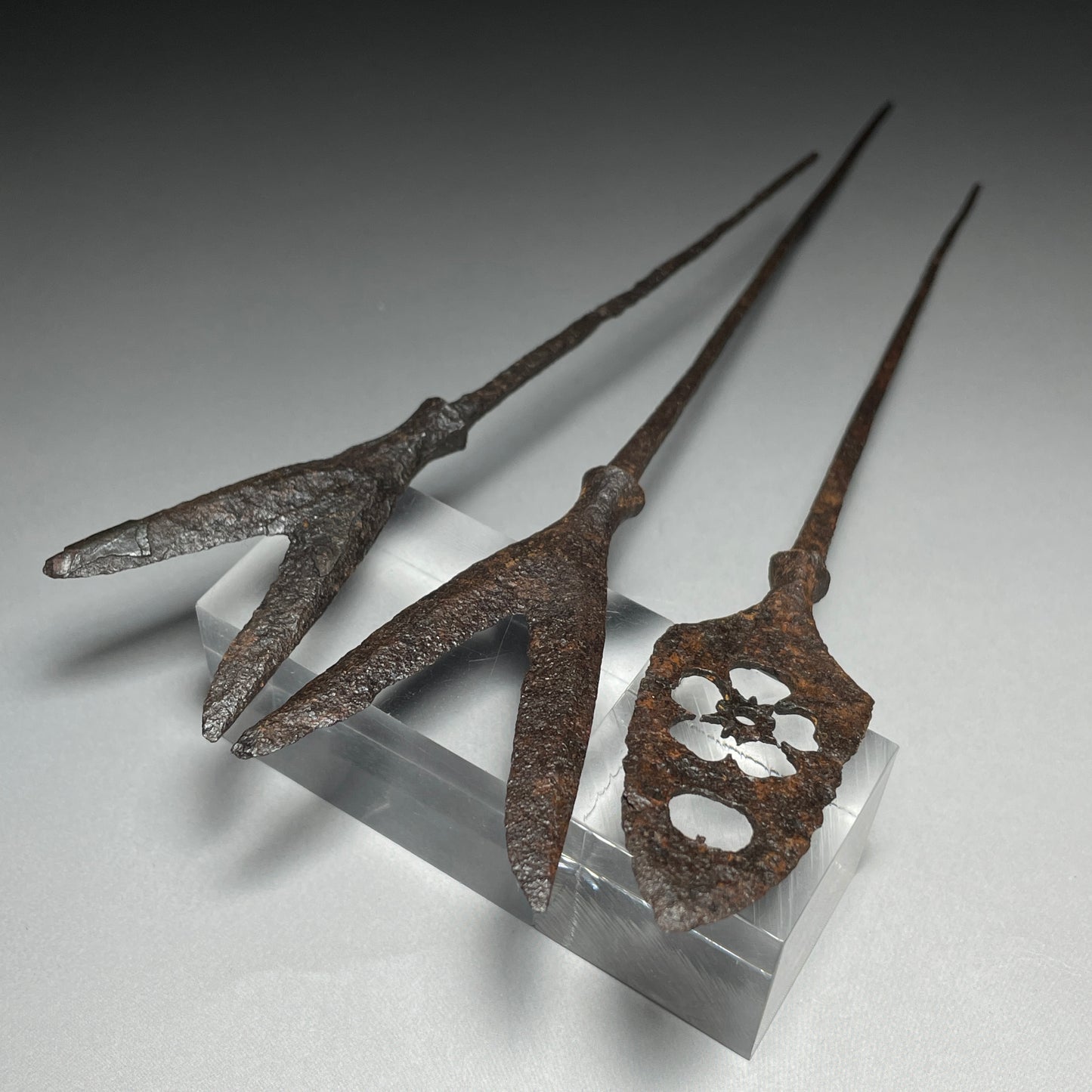 YAJIRI x 3 鏃 Samurai Arrowhead, Edo period, Iron back