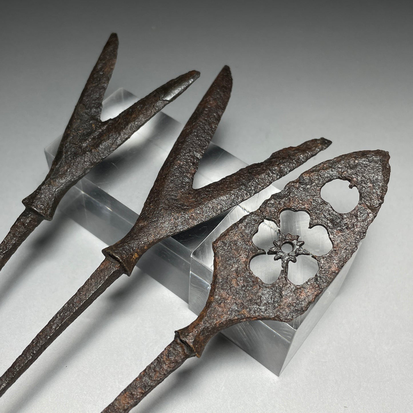 YAJIRI x 3 鏃 Samurai Arrowhead, Edo period, Iron back