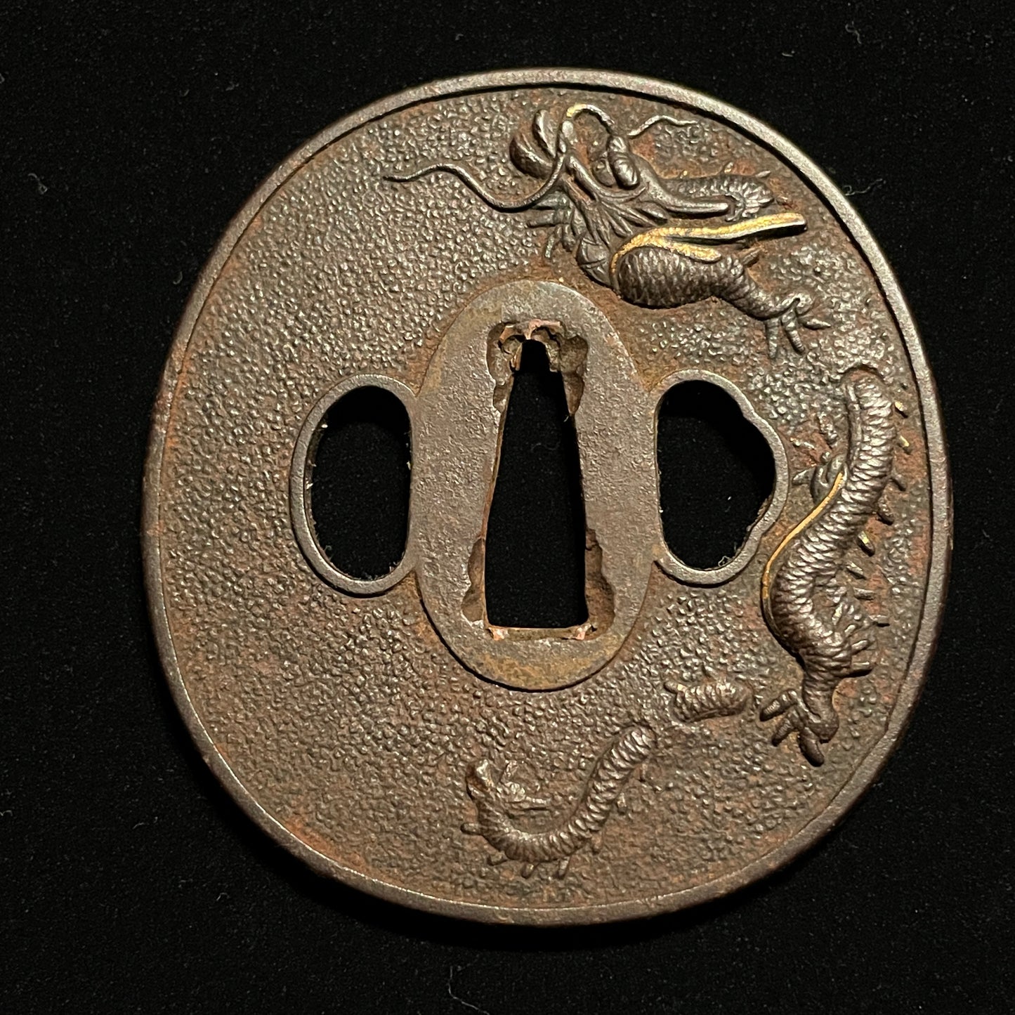 Long KATANA Wide and Thick Bo-hi 棒樋 blade, Dragon Tsuba, Edo period mumei