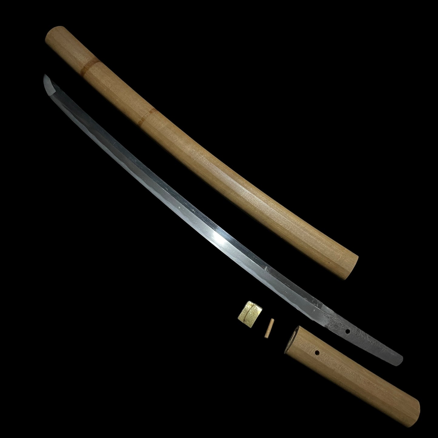 Long Wakizashi Fujiwara Masatsugu 藤原正次 signed, Edo period mumei, Kinkise Habaki