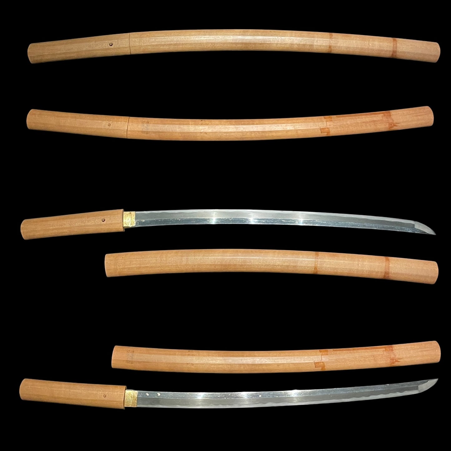 Long Wakizashi Fujiwara Masatsugu 藤原正次 signed, Edo period mumei, Kinkise Habaki