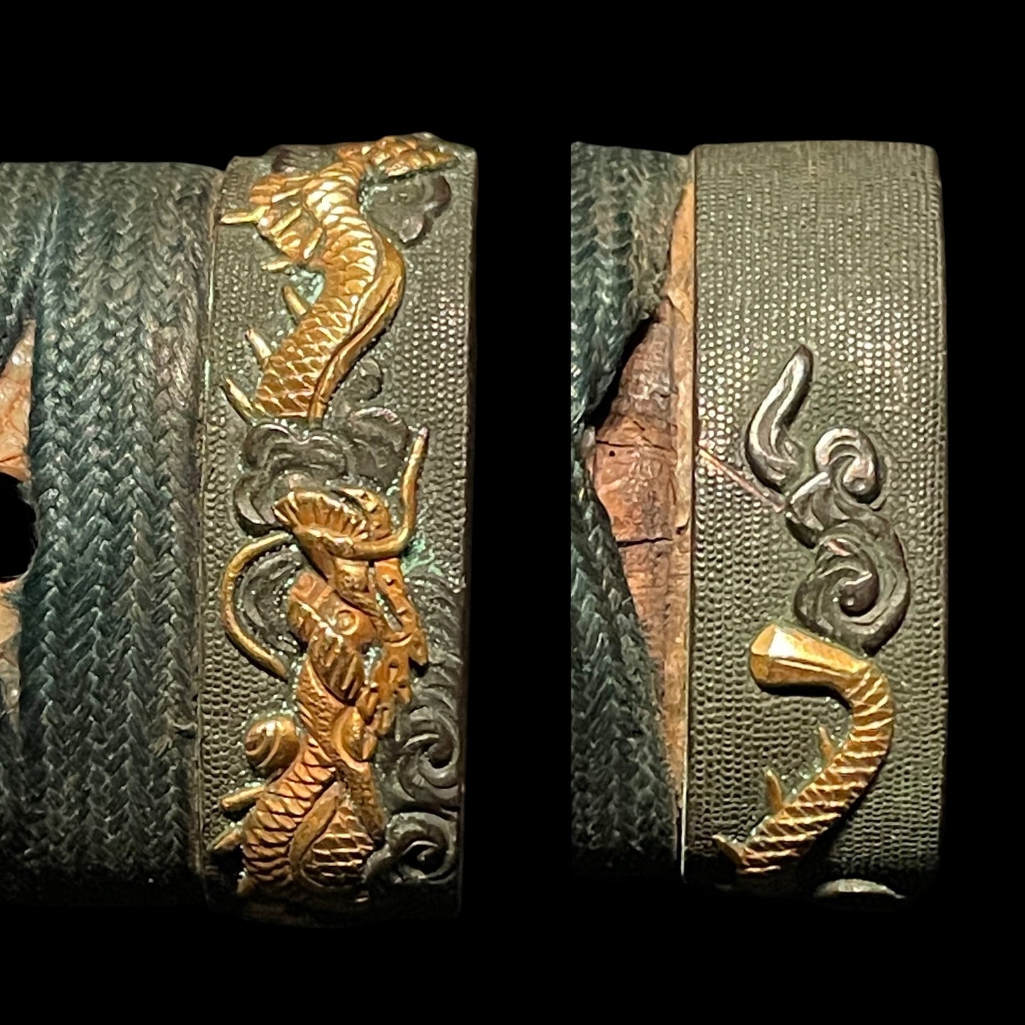 Dragon Fuchi Wakizashi, 武蔵住光正 Musashiju Mitsumasa Signed Tsuba, Edo period