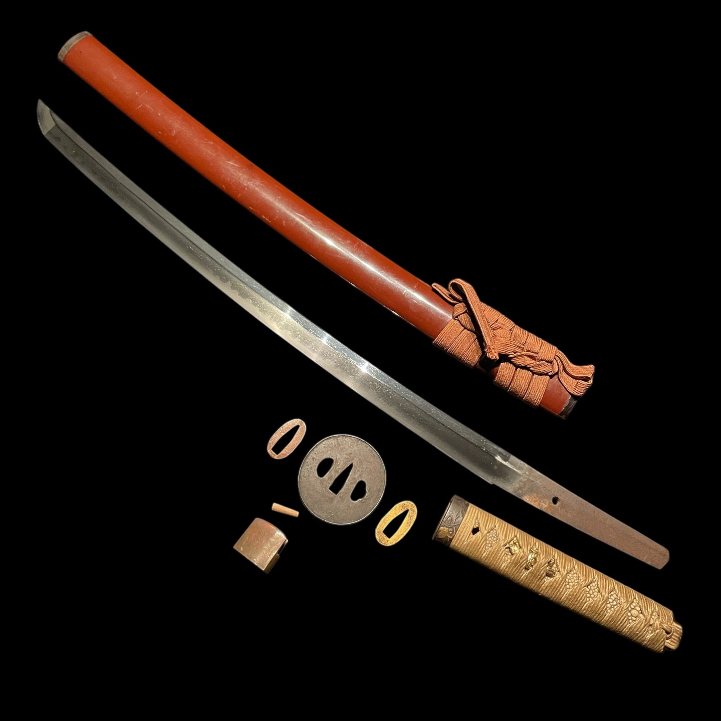 Red Wakizashi, Thick Blade, Edo period mumei