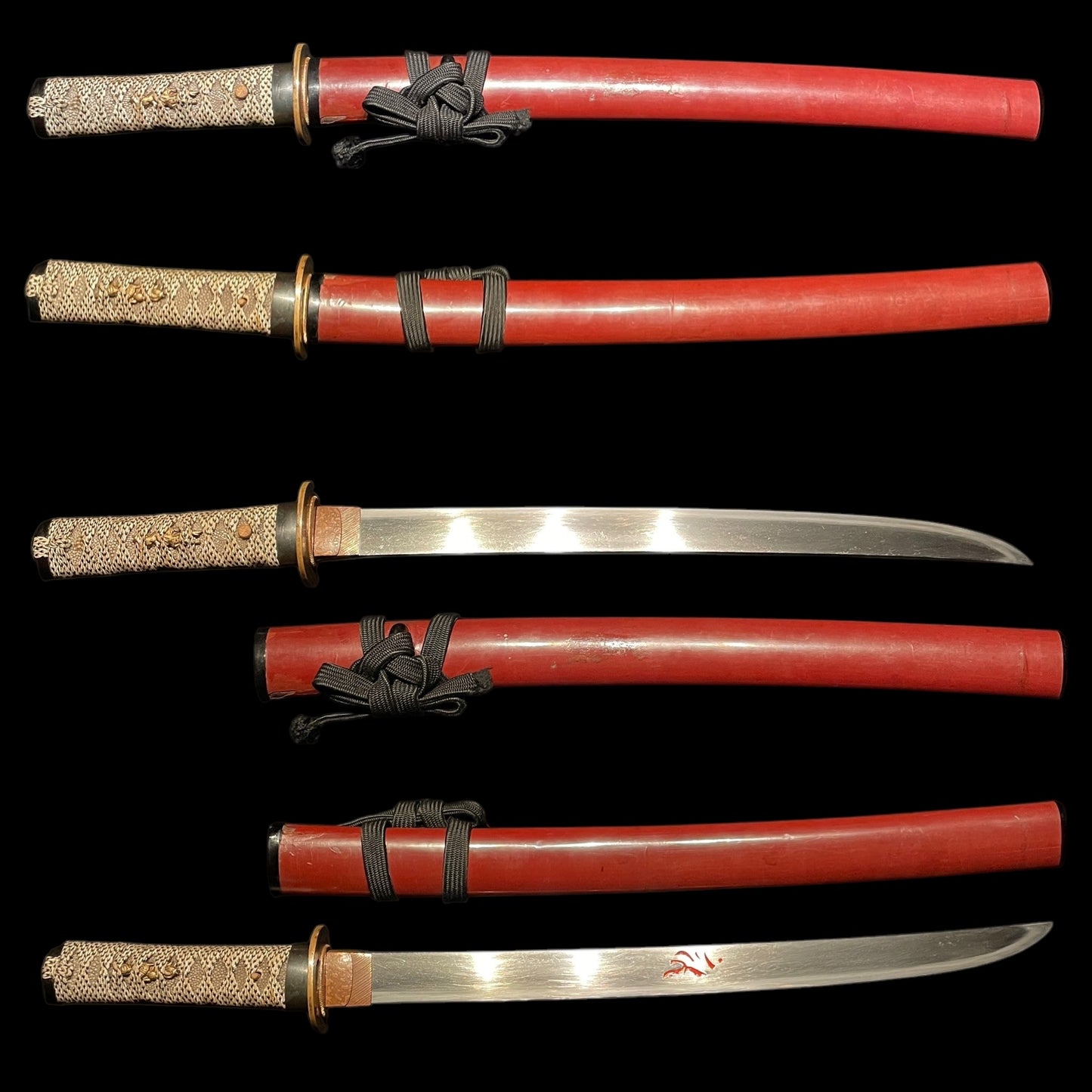 Hirazukuri 平造 WAKIZASHI, Bishuosafune Sukesada February 1566 signed, Red Bonji