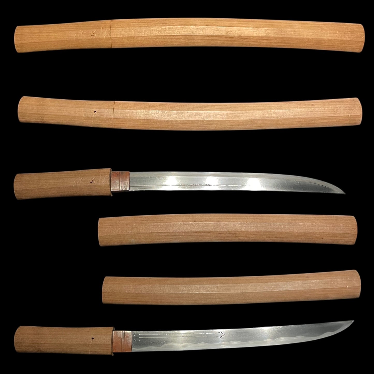 Katakiriha-Zukuri 片切刃造 WAKIZASHI, Suken Horimono 素剣彫物,  相州廣 Sohuhiro signed