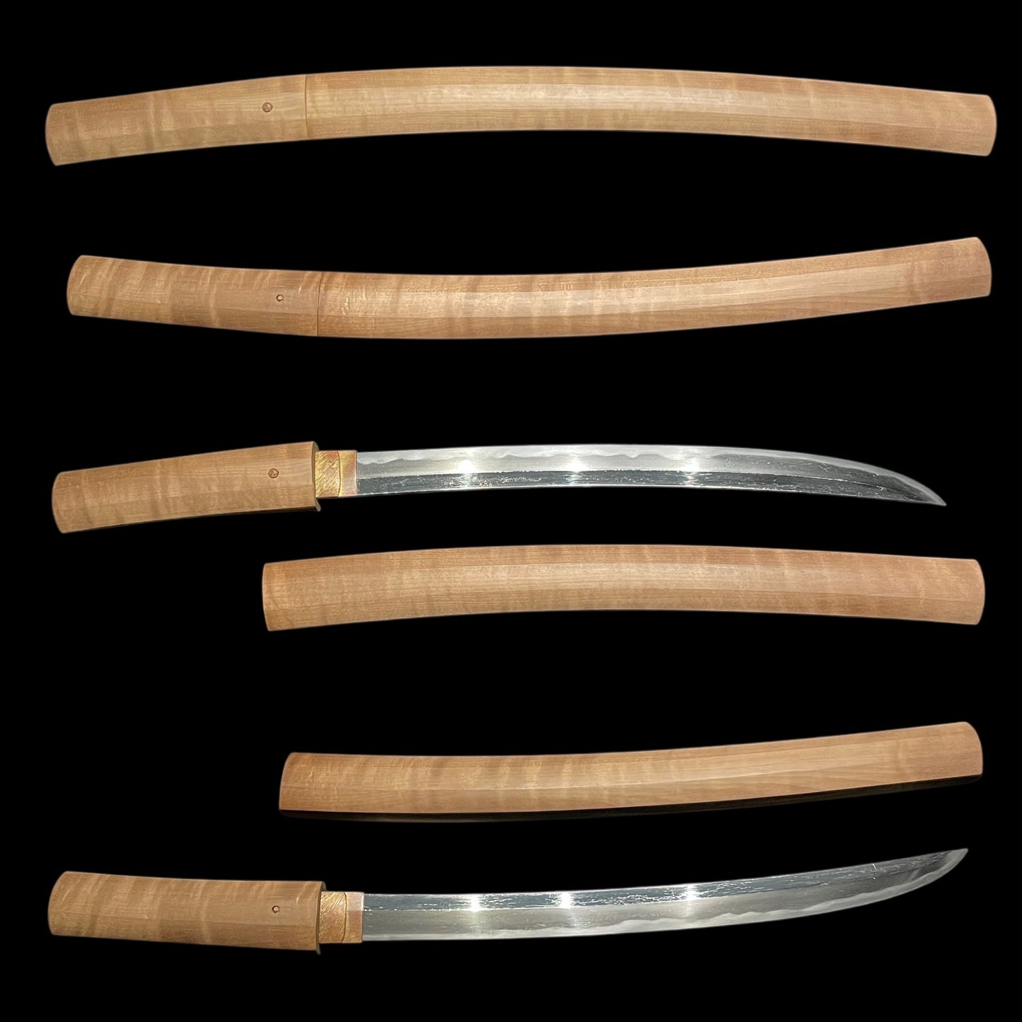 Shobuzukuri Wakizashi 菖蒲造脇差, Torame-Shirasaya 虎目白鞘, Edo period mumei