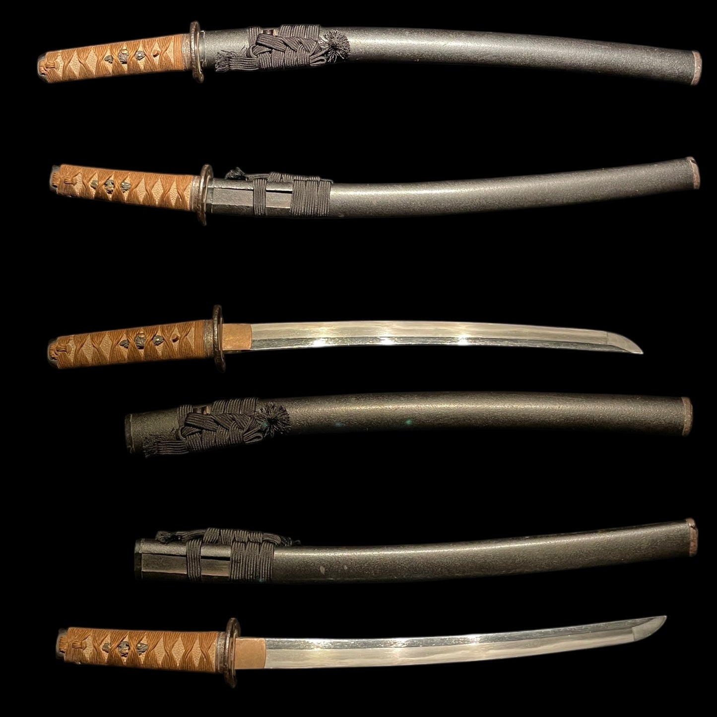 Plum Tsuba Short Wakizashi, Butterfly Fuchi, Edo period mumei