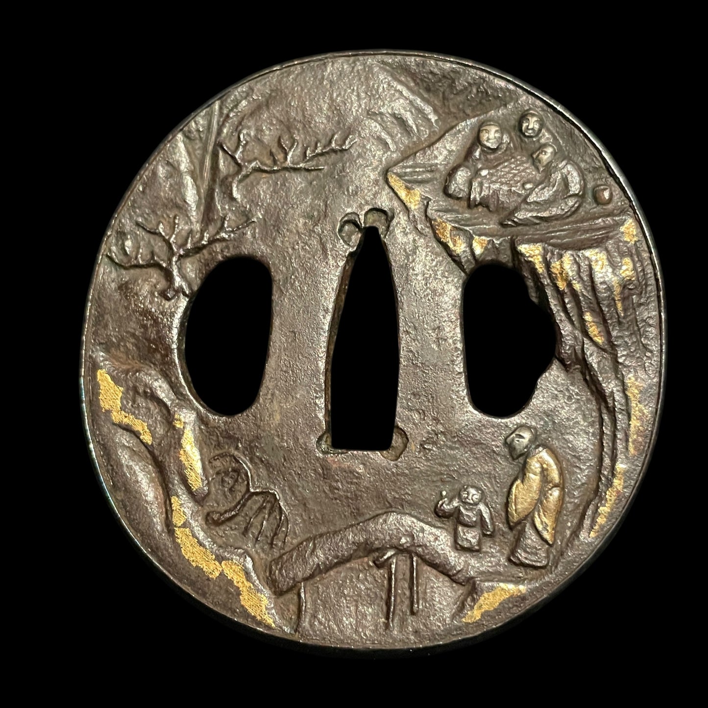 Bell cricket Fuchikashira 鈴虫縁頭, Shobuzukuri Long WAKIZASHI, Edo period mumei