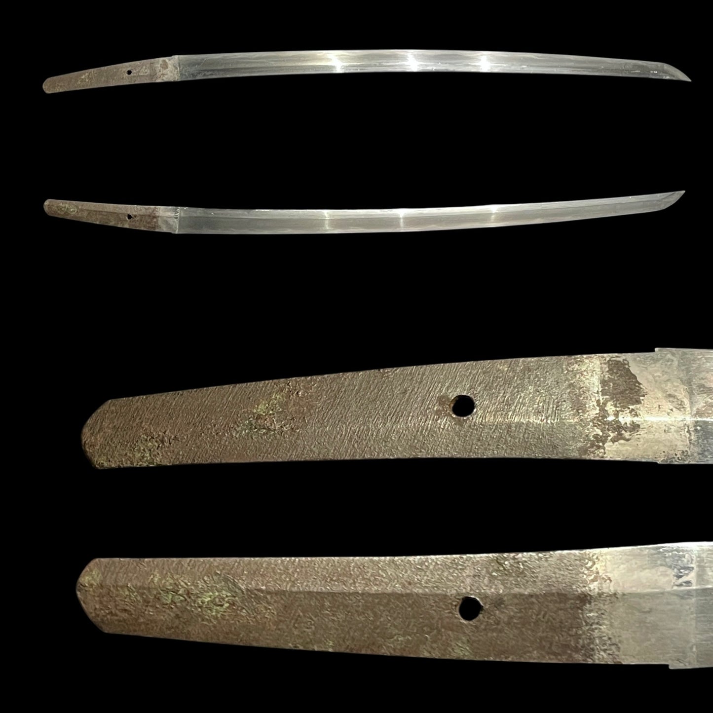 Long WAKIZASHI, Spider Web Kojiri, Signed Tosho TSUBA, Rayskin Scabbard