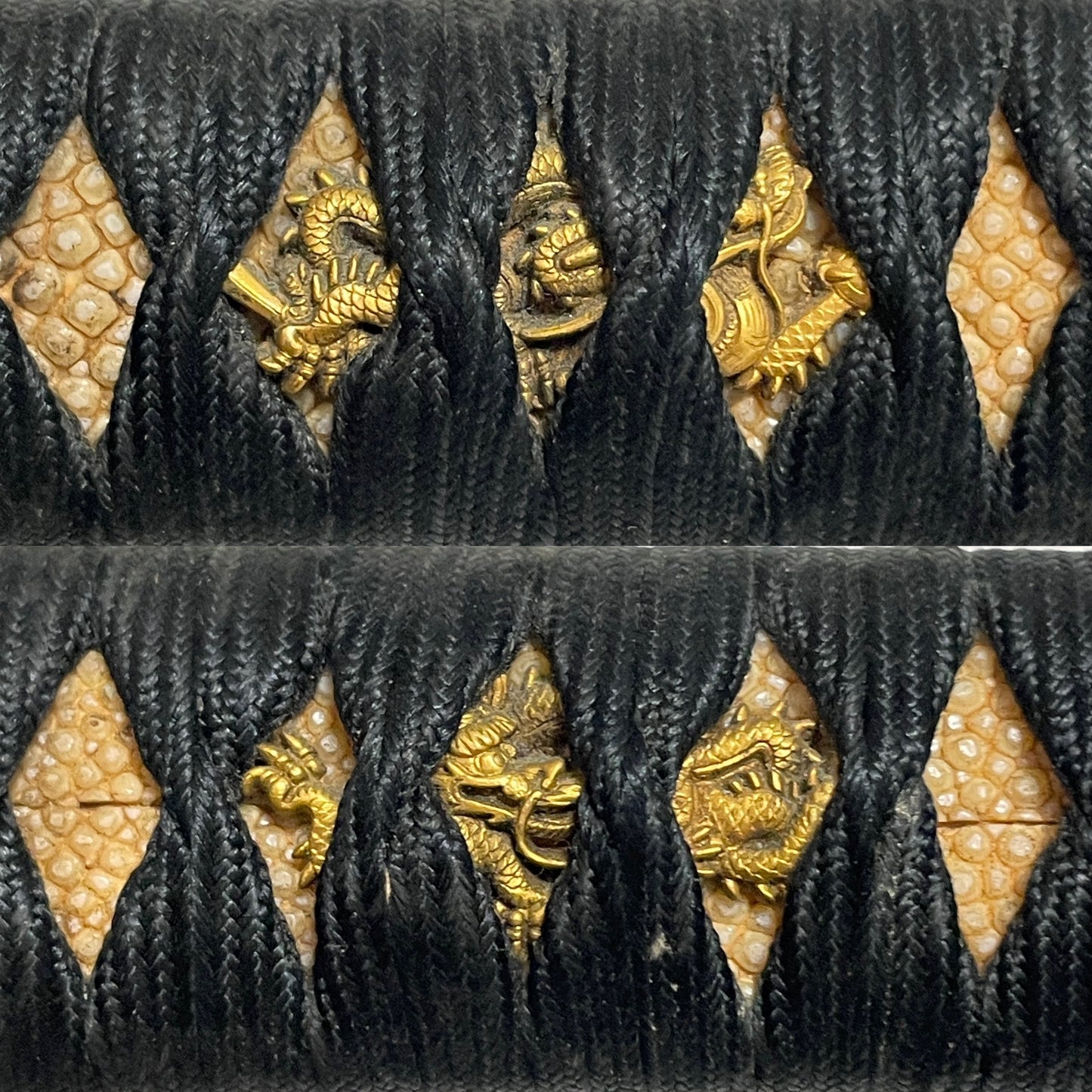 Hou 伯 signed WAKIZASHI, Raimon 雷紋 Kashira, Fuemaki-Zaya 笛巻鞘, Edo period