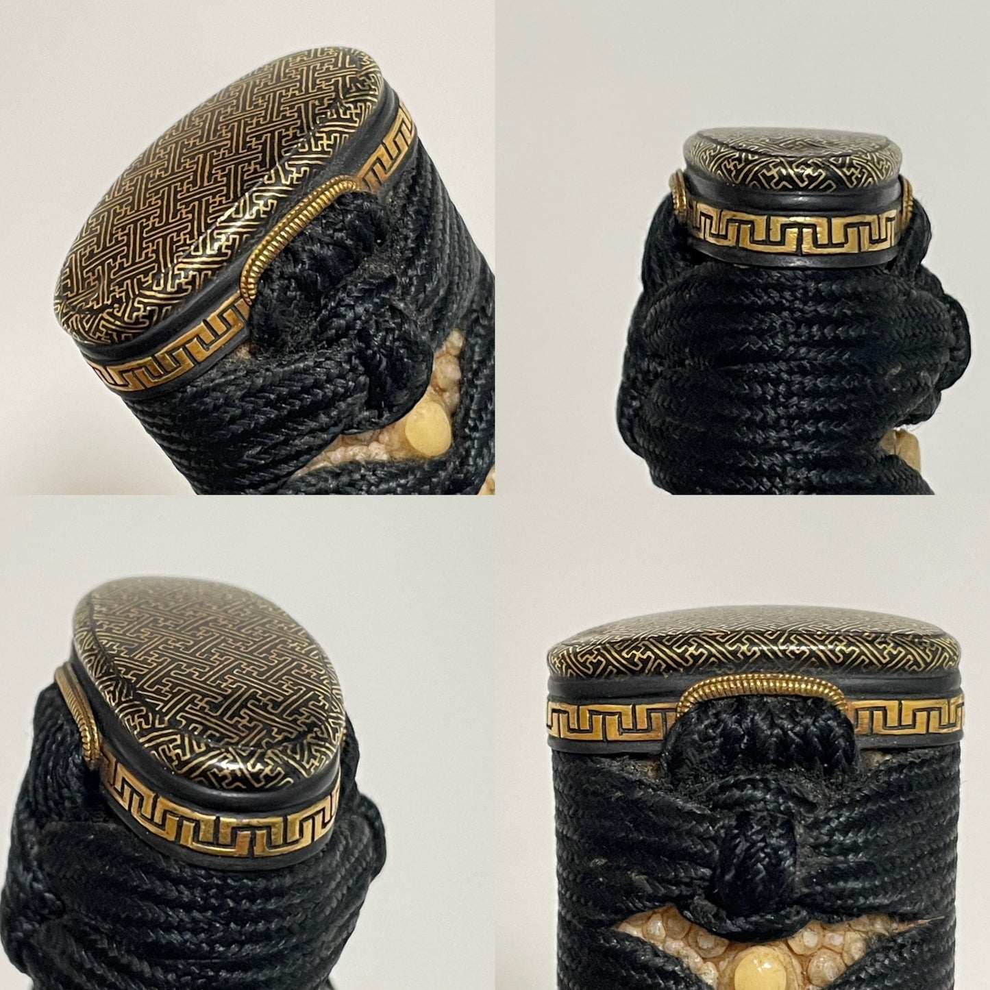 Hou 伯 signed WAKIZASHI, Raimon 雷紋 Kashira, Fuemaki-Zaya 笛巻鞘, Edo period