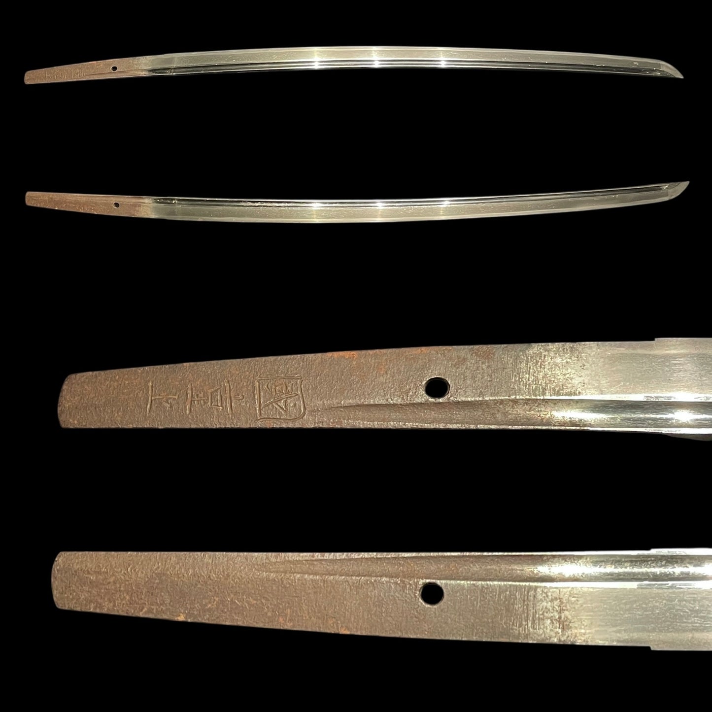 Kunishige 國重 signed Long WAKIZASHI, Bo-hi 棒樋 blade, Muromachi period