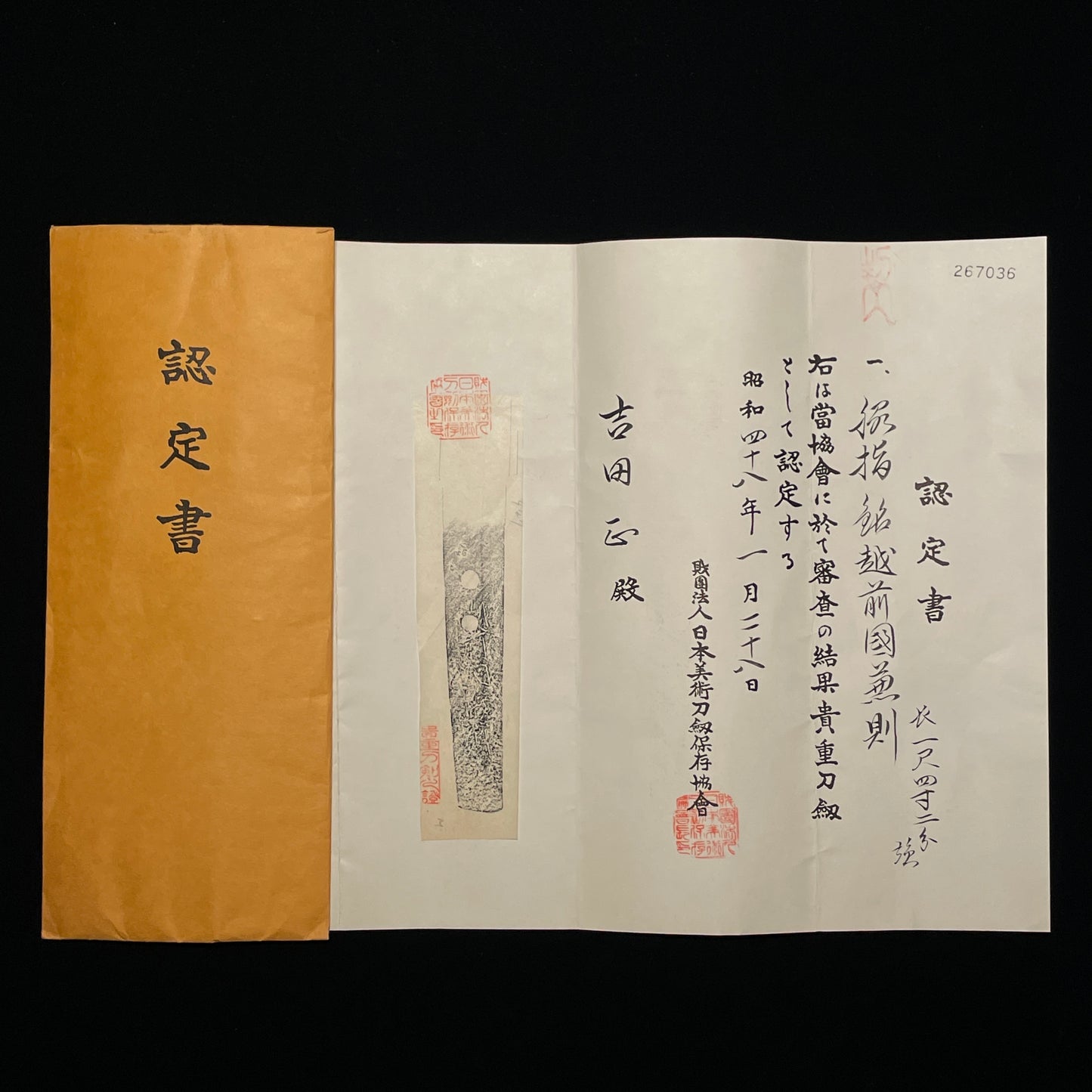 Echizenkoku Kanenori 越前国兼則 signed Wakizashi, Bee Menuki and Iron Fittings